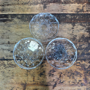 Vintage WMF Mozart 24% Lead Crystal Glass Coasters Round Set of 3 Germany MCM