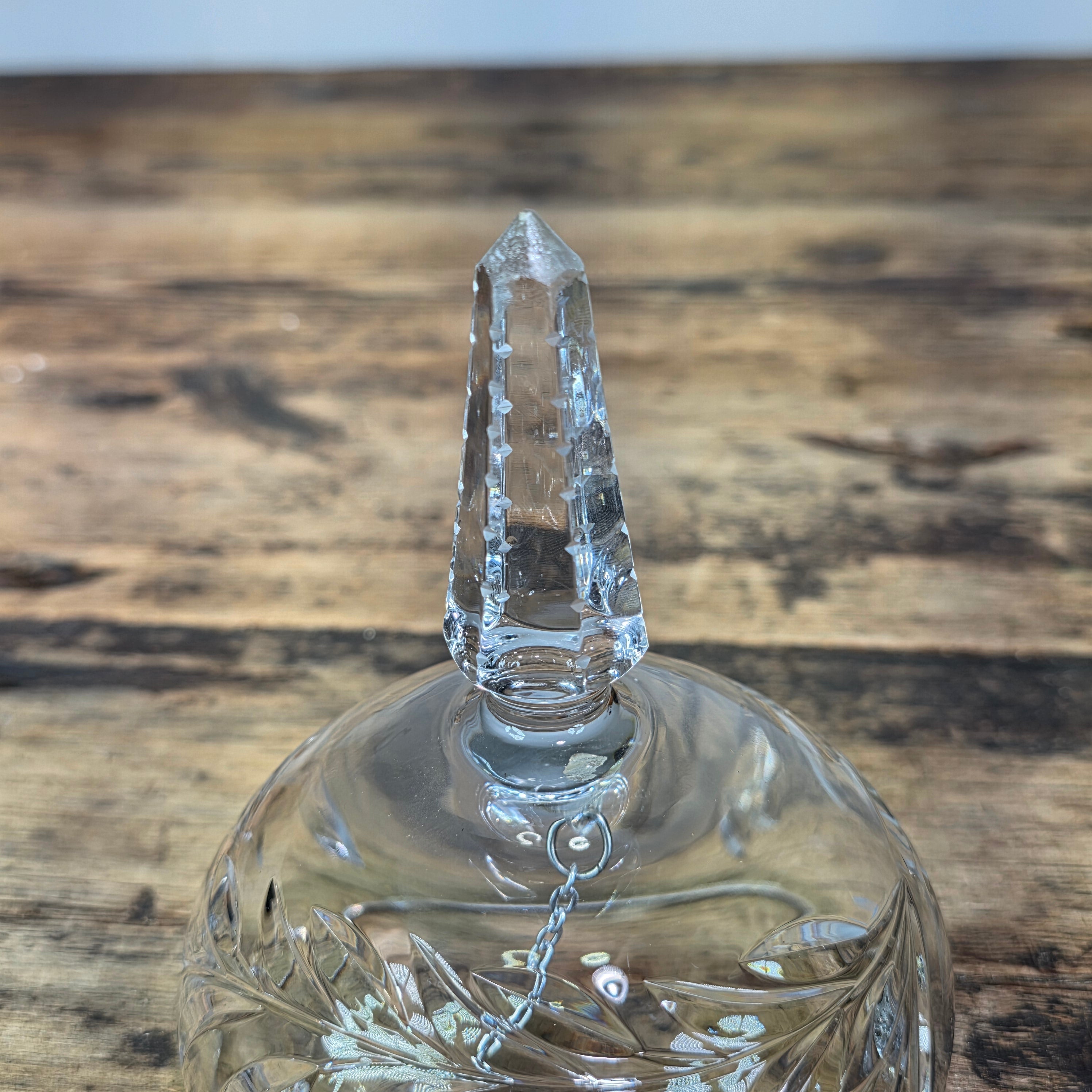 Vintage Crystal Glass Butter Dish Dome Lid Chiming Bell Pinwheel Cut Clear MCM