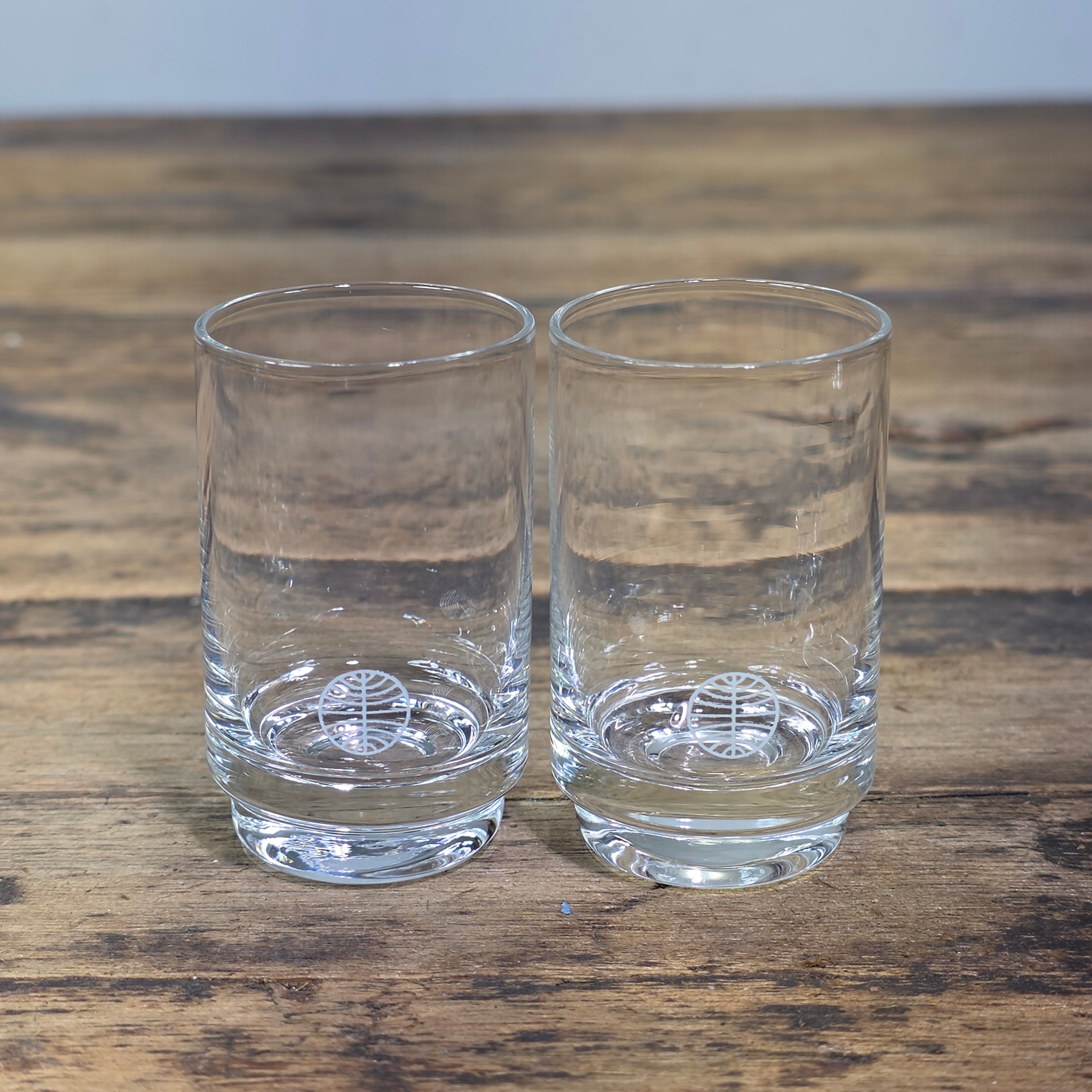 Vintage Pan Am Airlines First Class Shot Glasses Set of 2 Clear Glass 1oz