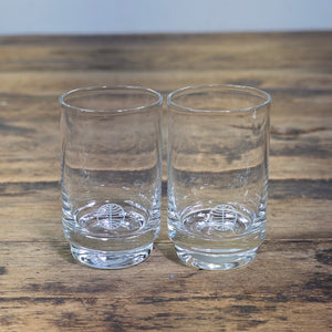 Vintage Pan Am Airlines First Class Shot Glasses Set of 2 Clear Glass 1oz