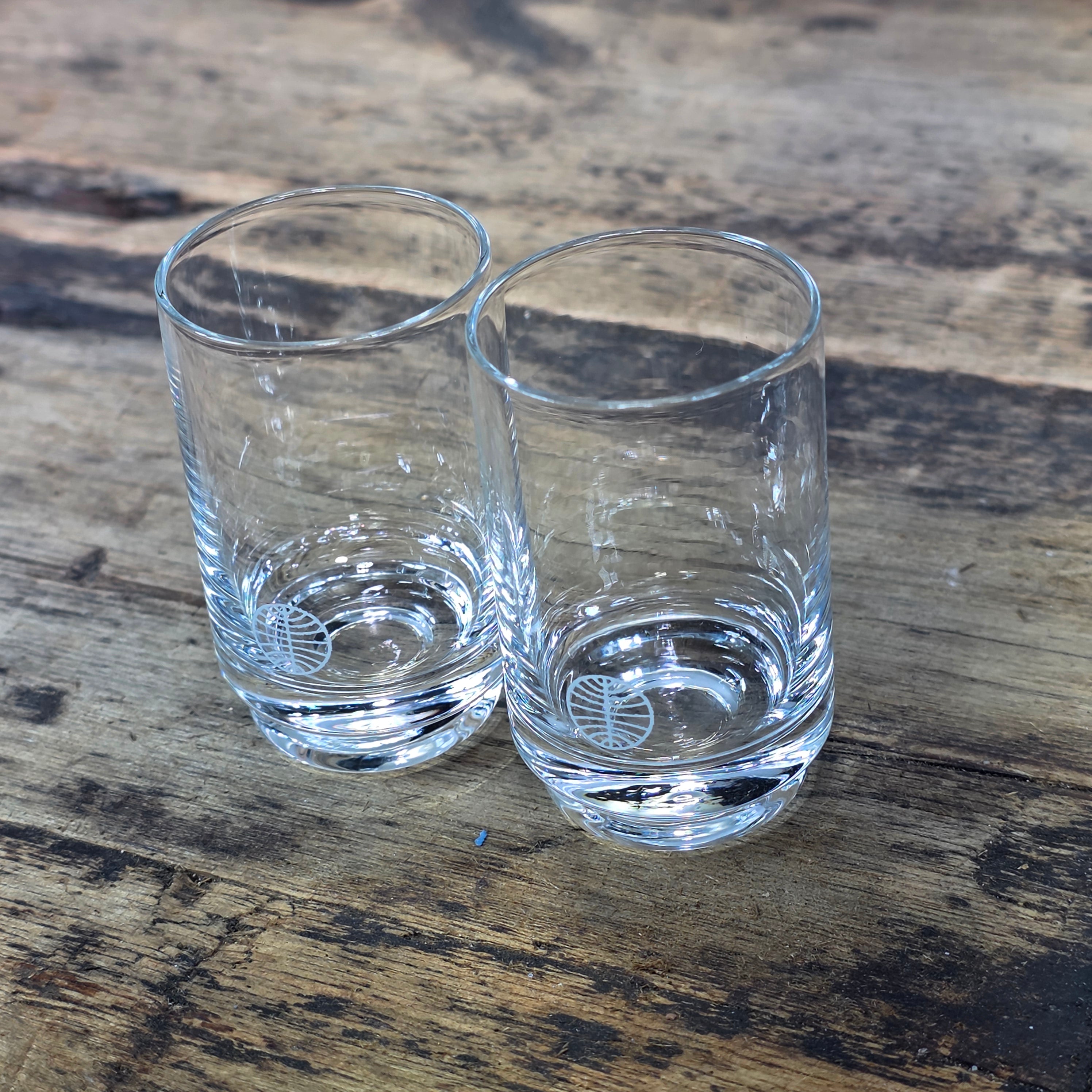 Vintage Pan Am Airlines First Class Shot Glasses Set of 2 Clear Glass 1oz