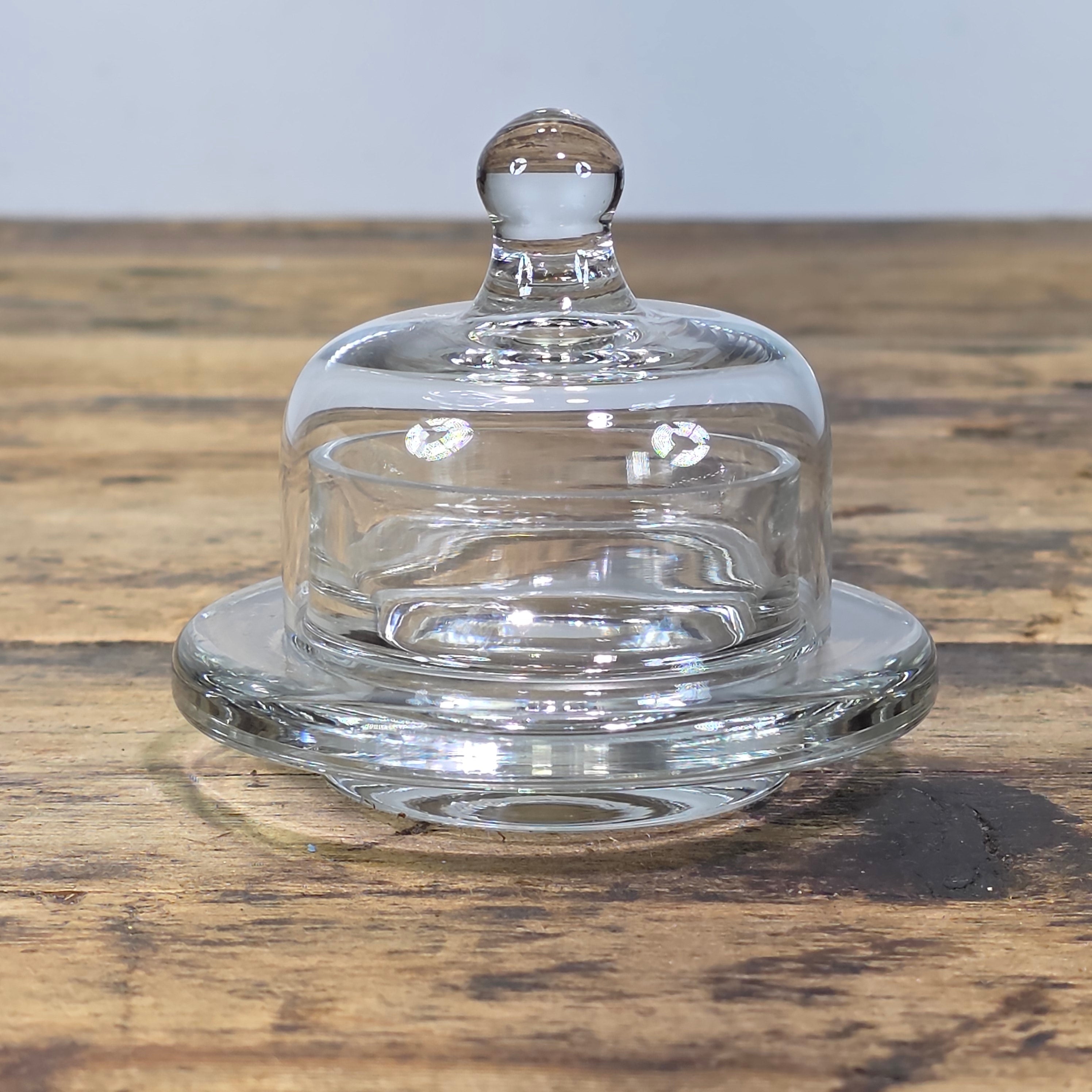 Vintage Anchor Hocking Presence Clear Glass Individual Round Mini Butter Dish