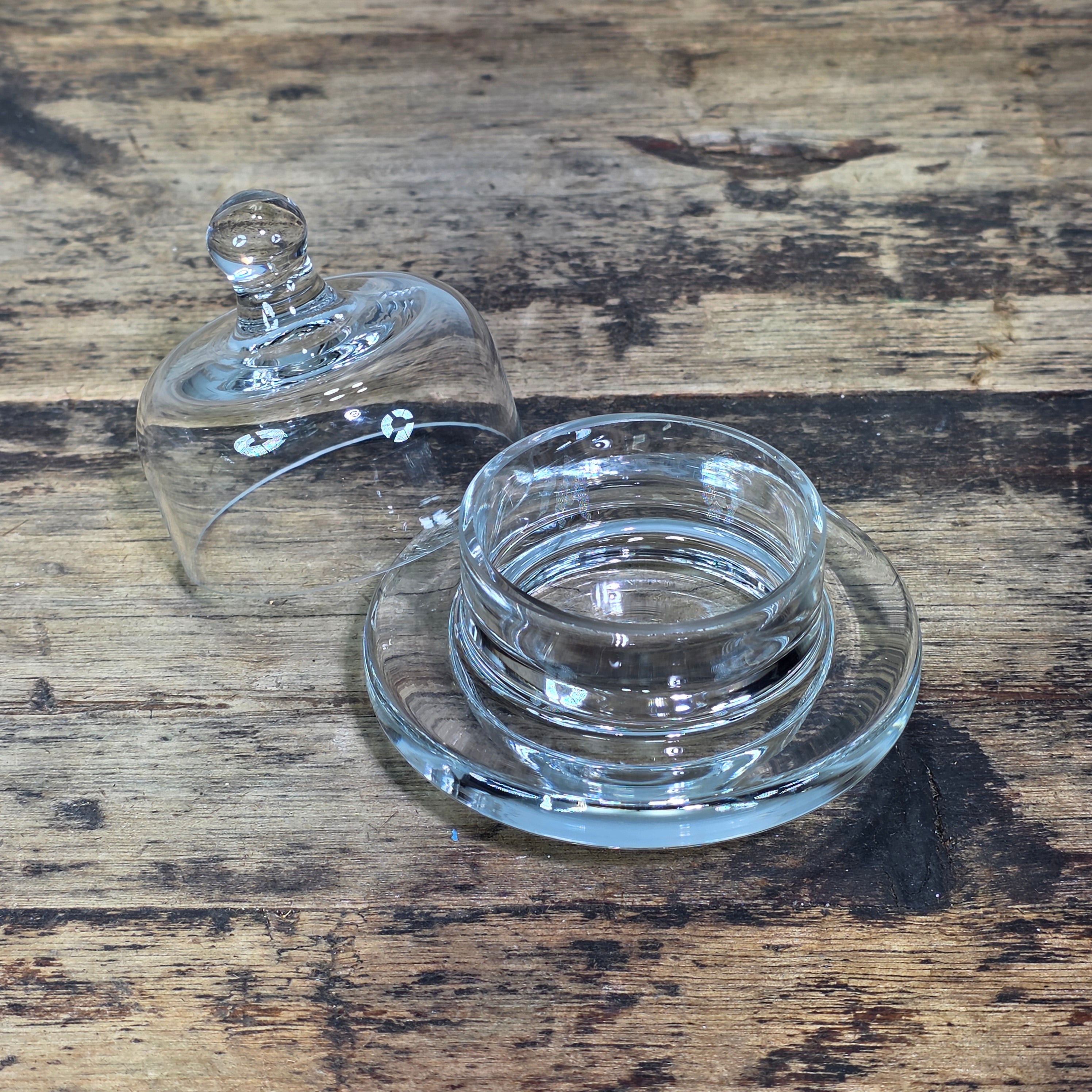 Vintage Anchor Hocking Presence Clear Glass Individual Round Mini Butter Dish