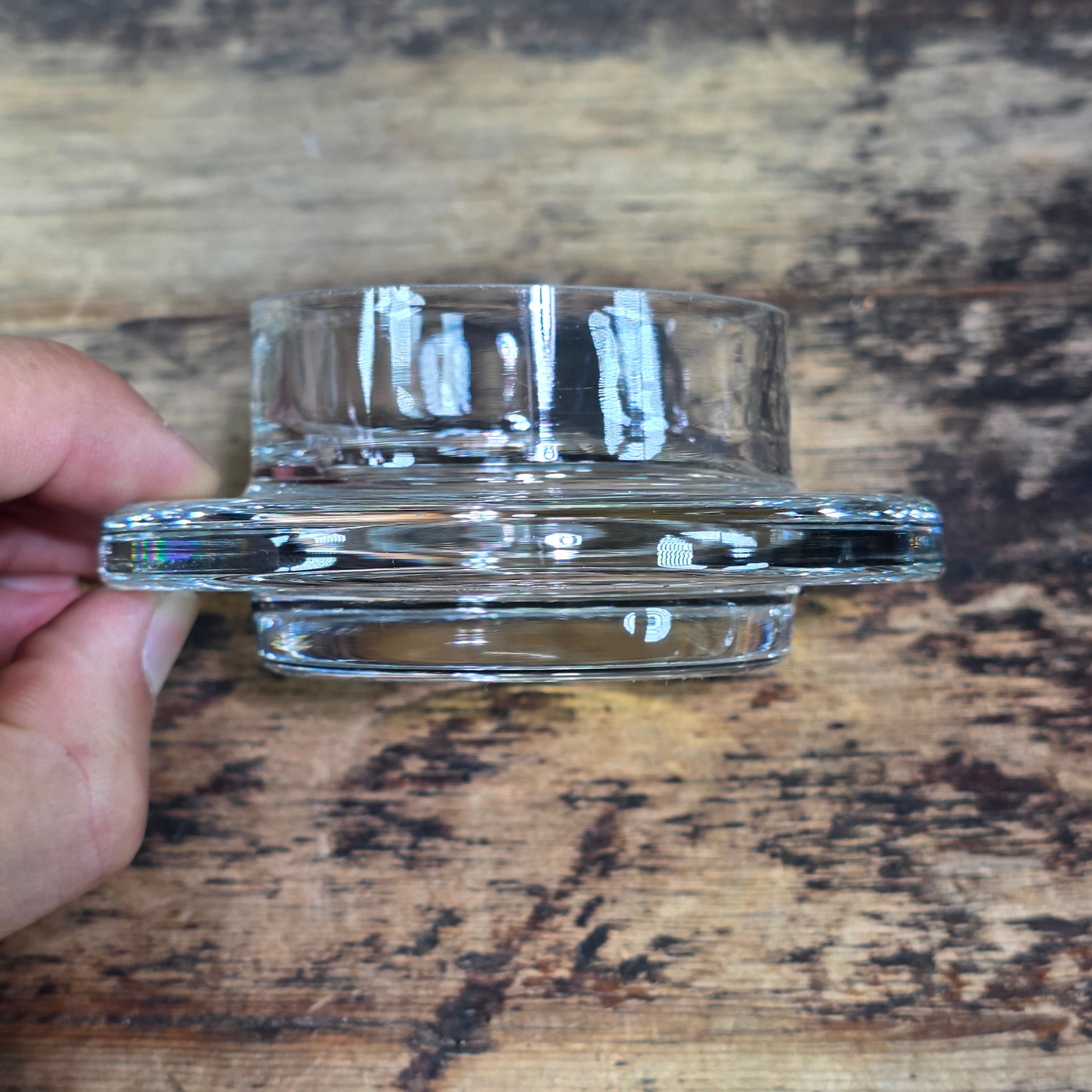 Vintage Anchor Hocking Presence Clear Glass Individual Round Mini Butter Dish