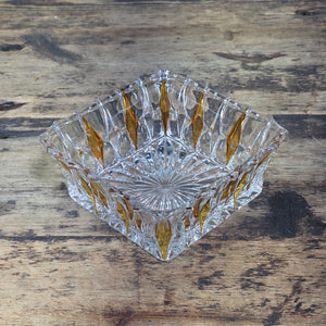 Vintage Clear Glass Square Bowl Trinket Dish Ashtray Heavy Mid Century 4.75"