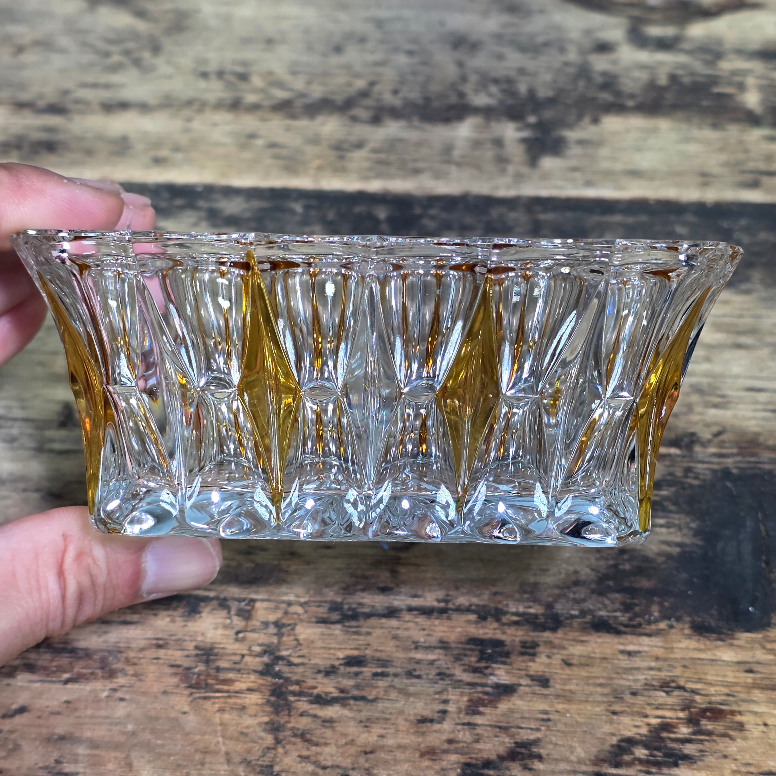 Vintage Clear Glass Square Bowl Trinket Dish Ashtray Heavy Mid Century 4.75"