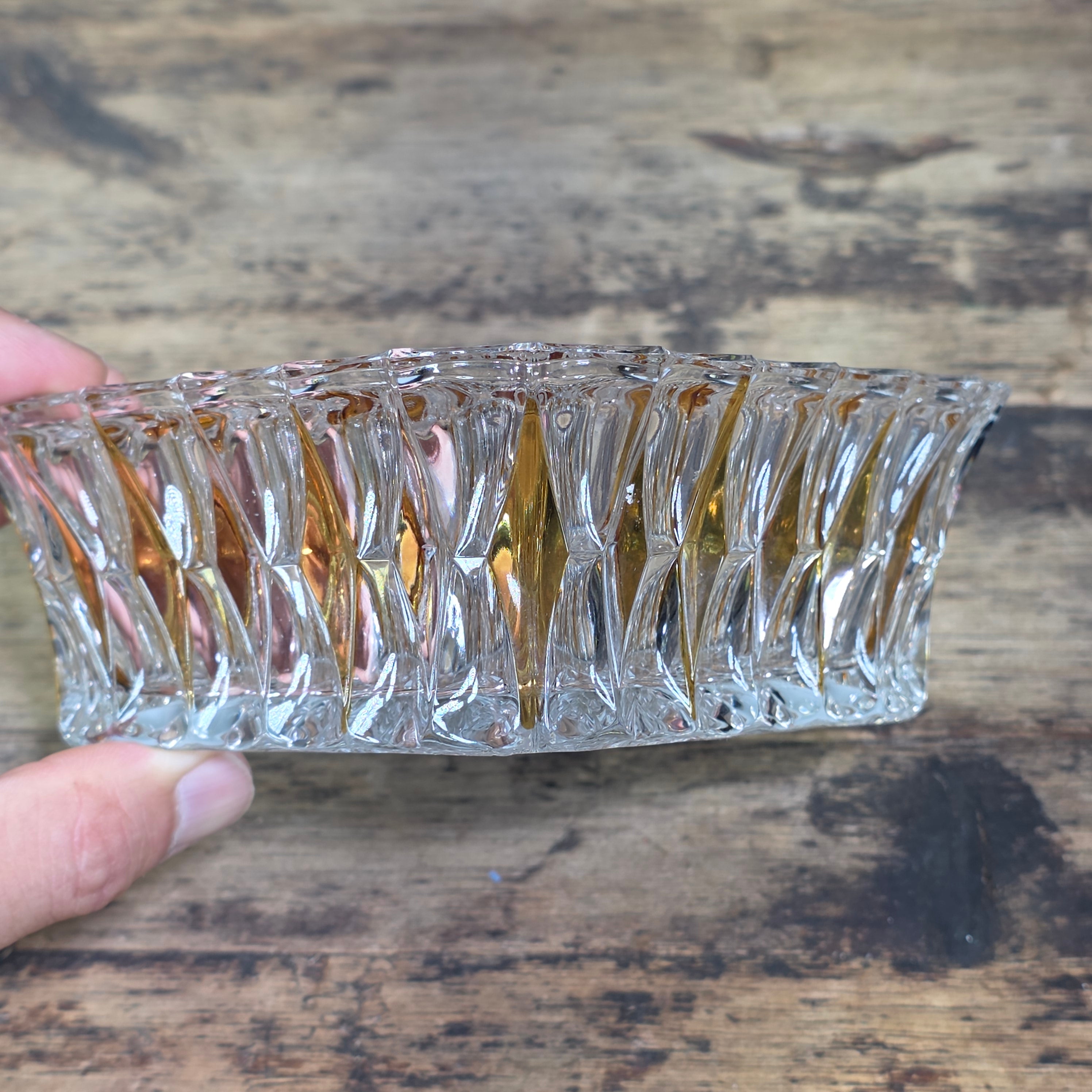 Vintage Clear Glass Square Bowl Trinket Dish Ashtray Heavy Mid Century 4.75"
