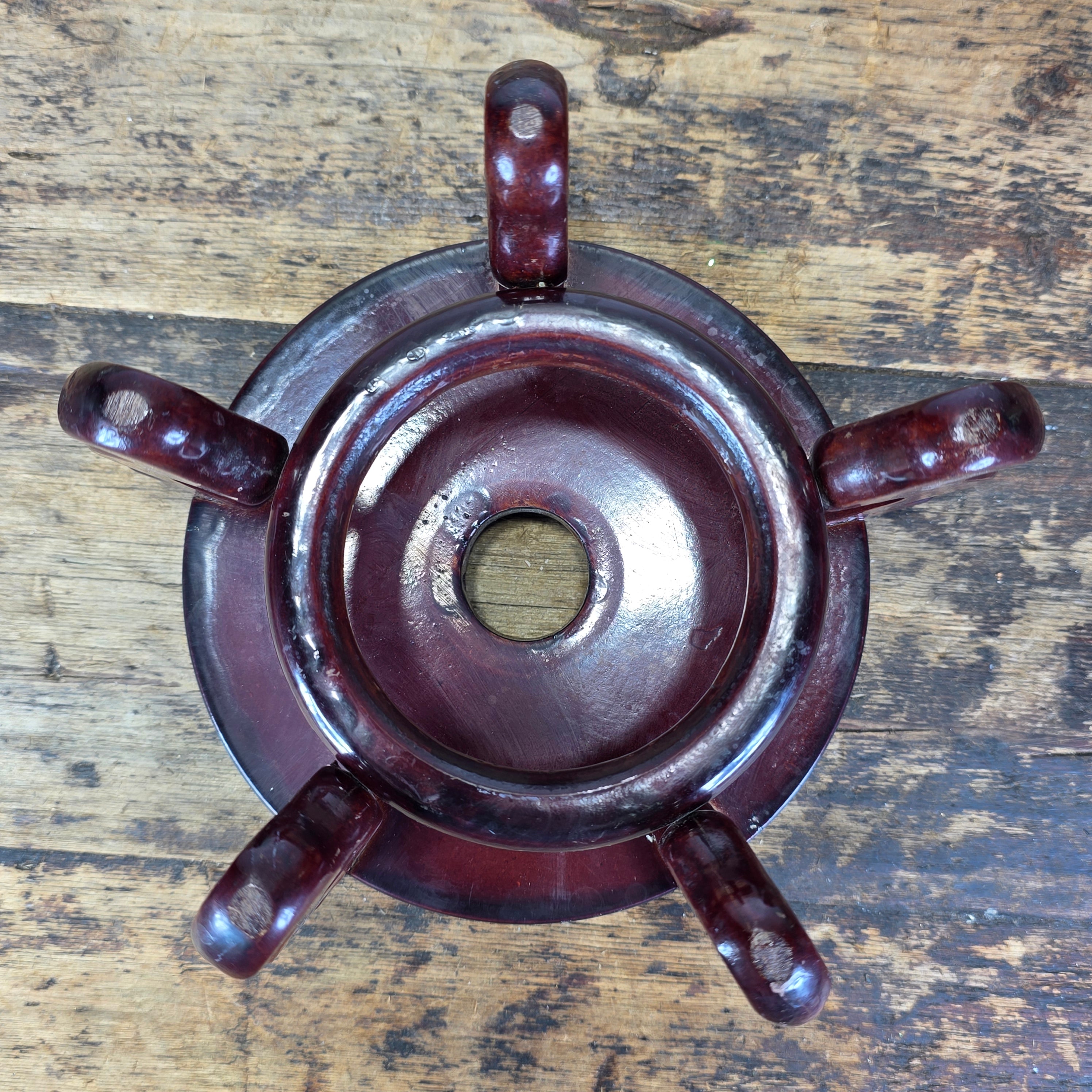 Share Vintage Chinese Wood Display Stand Round 5 Leg Ginger Jar Vase Bowl Base 6" Dia