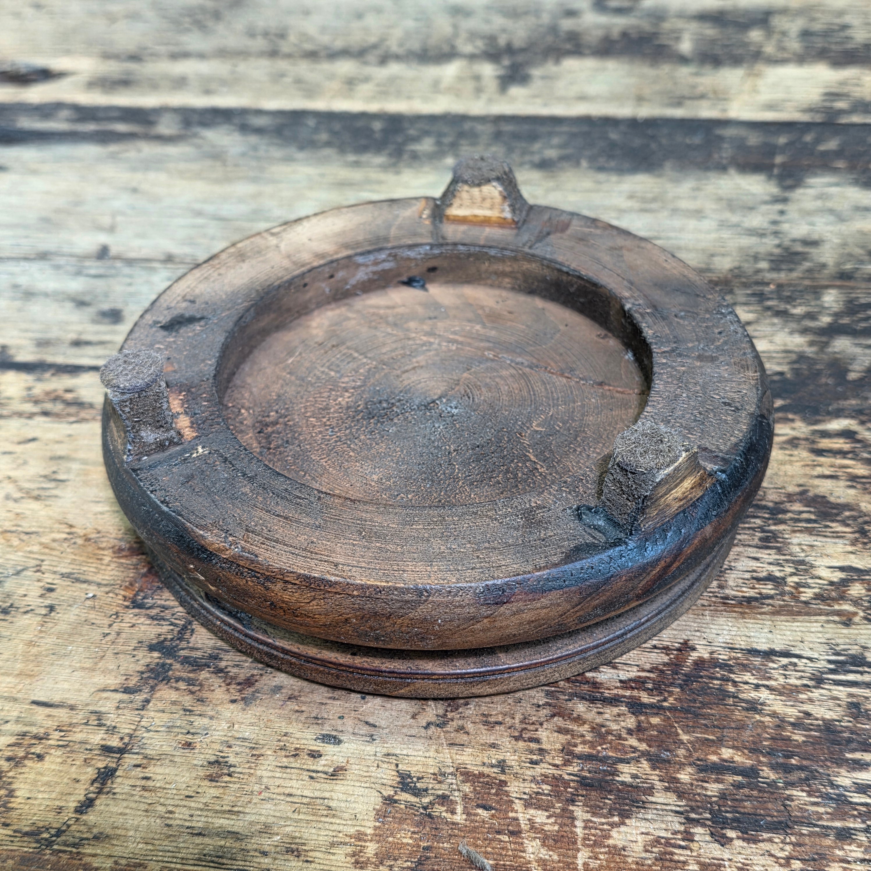 Vintage Chinese Wood Display Stand Round Antique Vase Ginger Jar Bowl Base 4.75"
