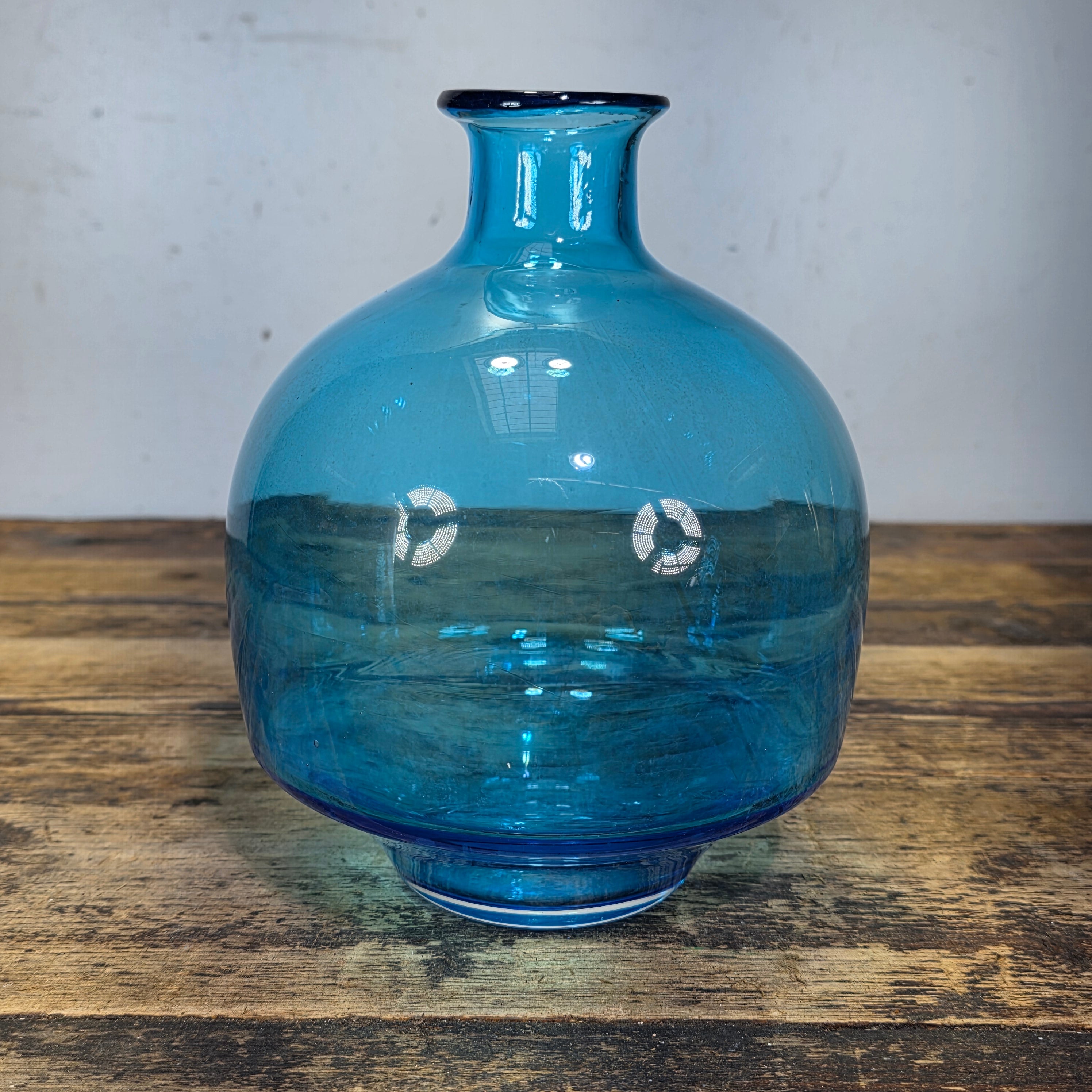 Vintage MCM Amber Glass Vase 3 Pinch Dimple Hand Blown Mid Century Retro 7"