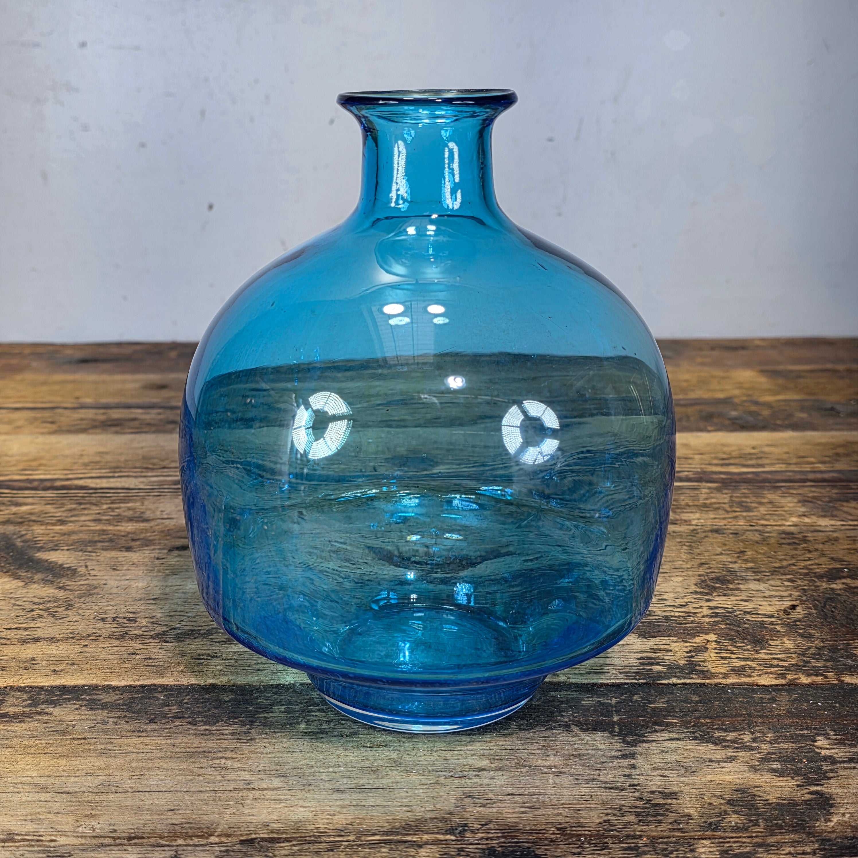 Vintage MCM Amber Glass Vase 3 Pinch Dimple Hand Blown Mid Century Retro 7"