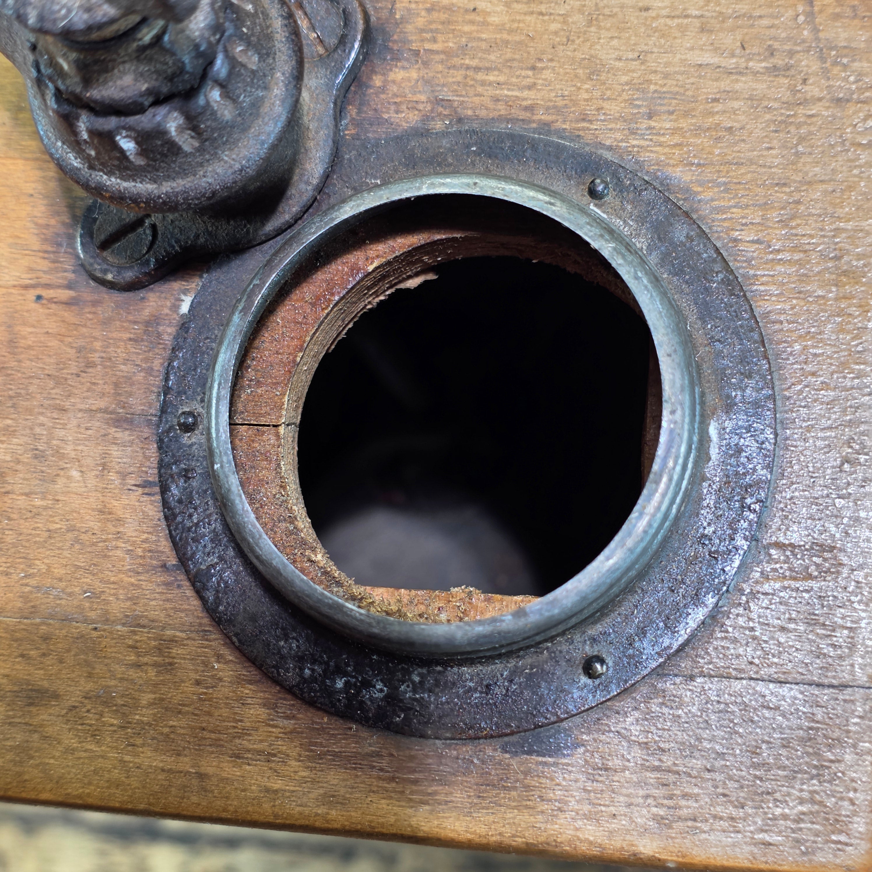 Antique Coffee Grinder Assist Handle Wood Box Cast Iron Hand Crank Ornate 1900s
