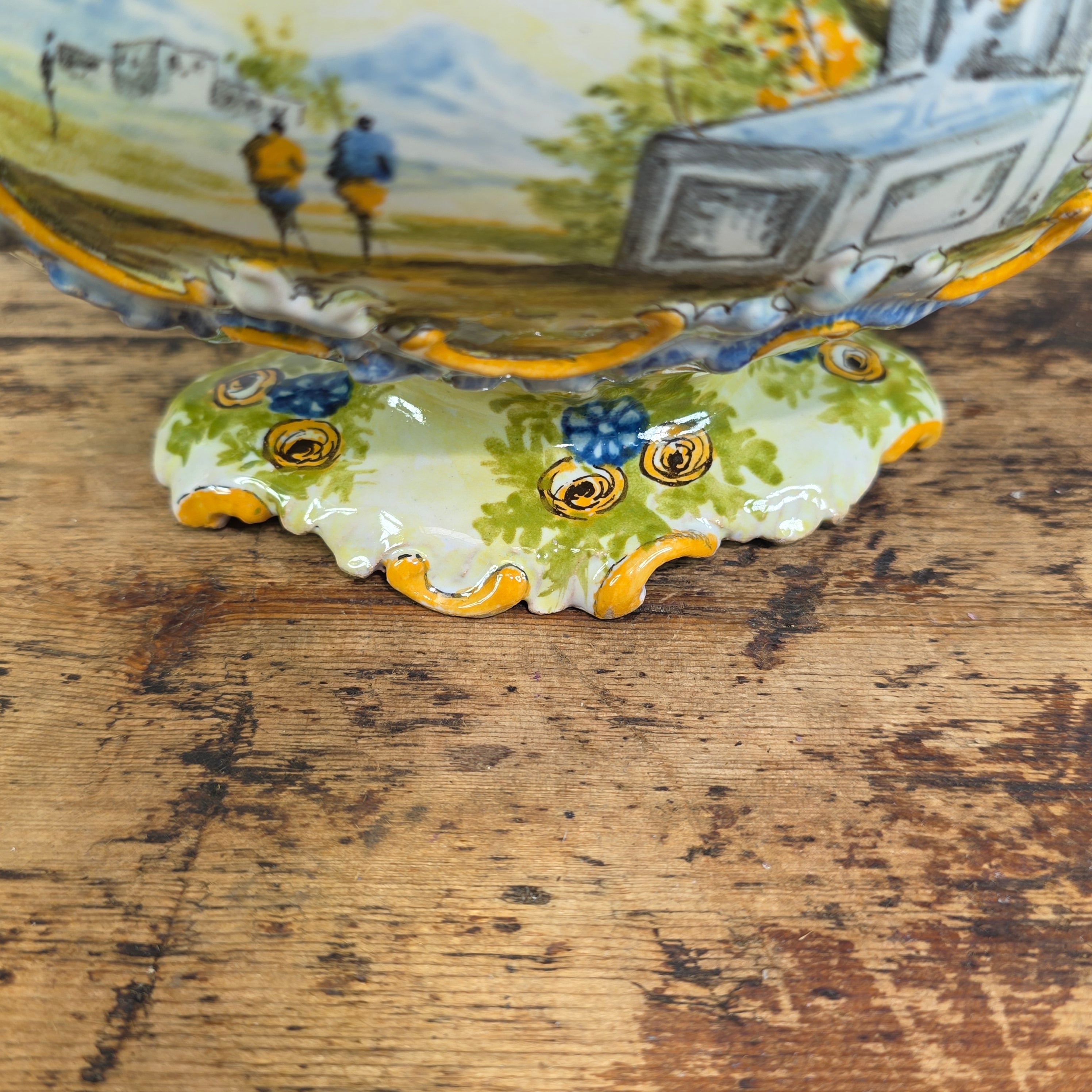 Vintage Italian Majolica Lidded Urn Vase Hand Painted Istoriato Pot Handle M (Damage)