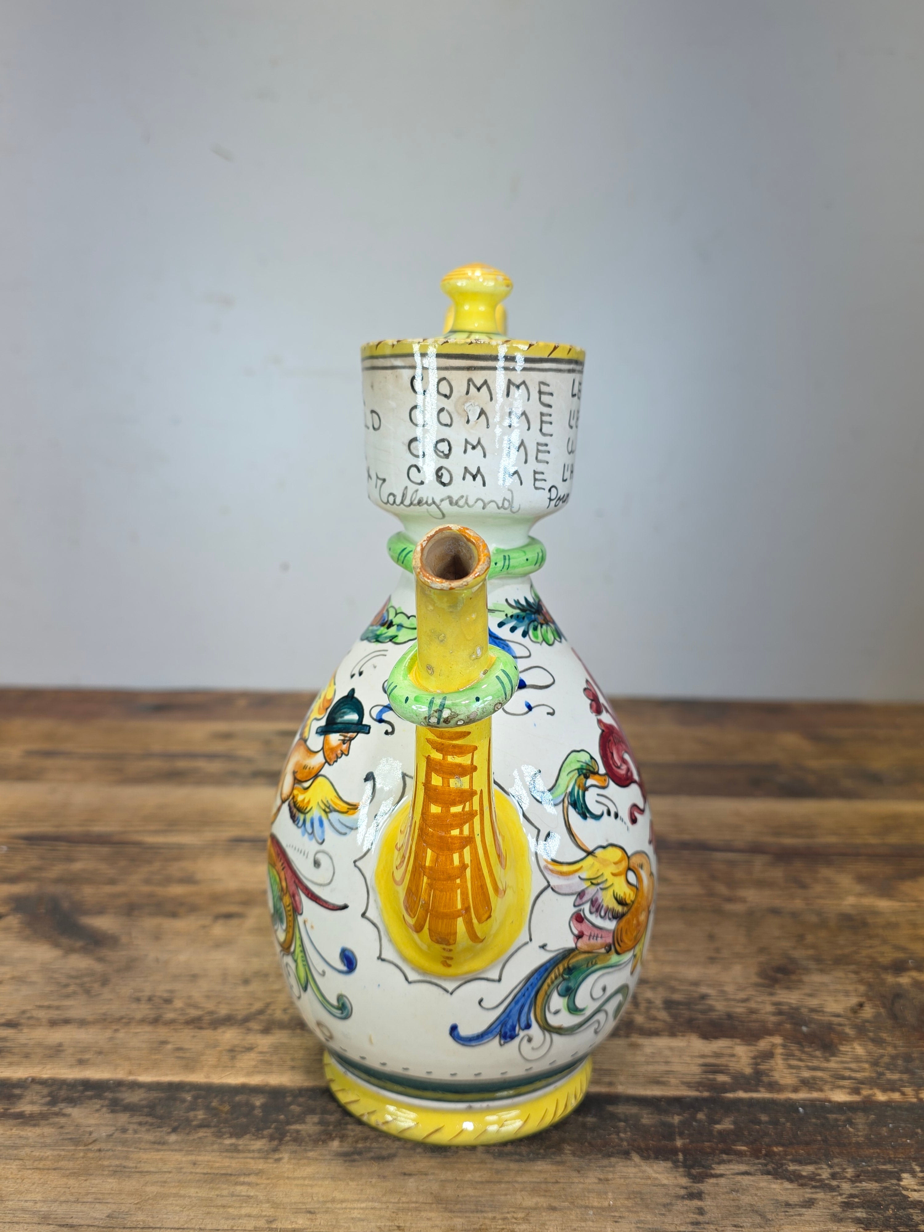 Vtg Fratelli Fanciullacci Raffaellesco Dragon Majolica Pitcher Signed FF Italy