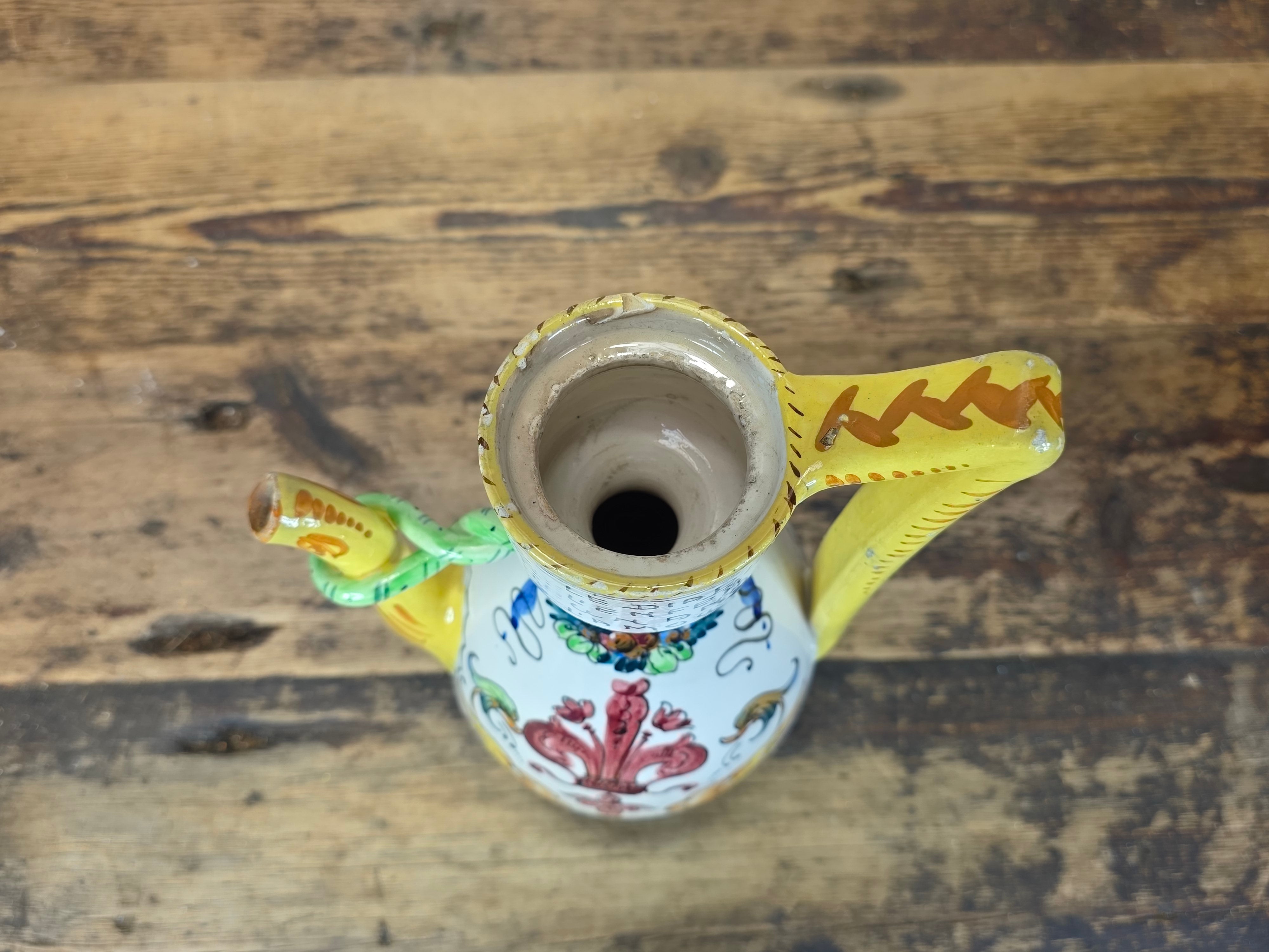 Vtg Fratelli Fanciullacci Raffaellesco Dragon Majolica Pitcher Signed FF Italy