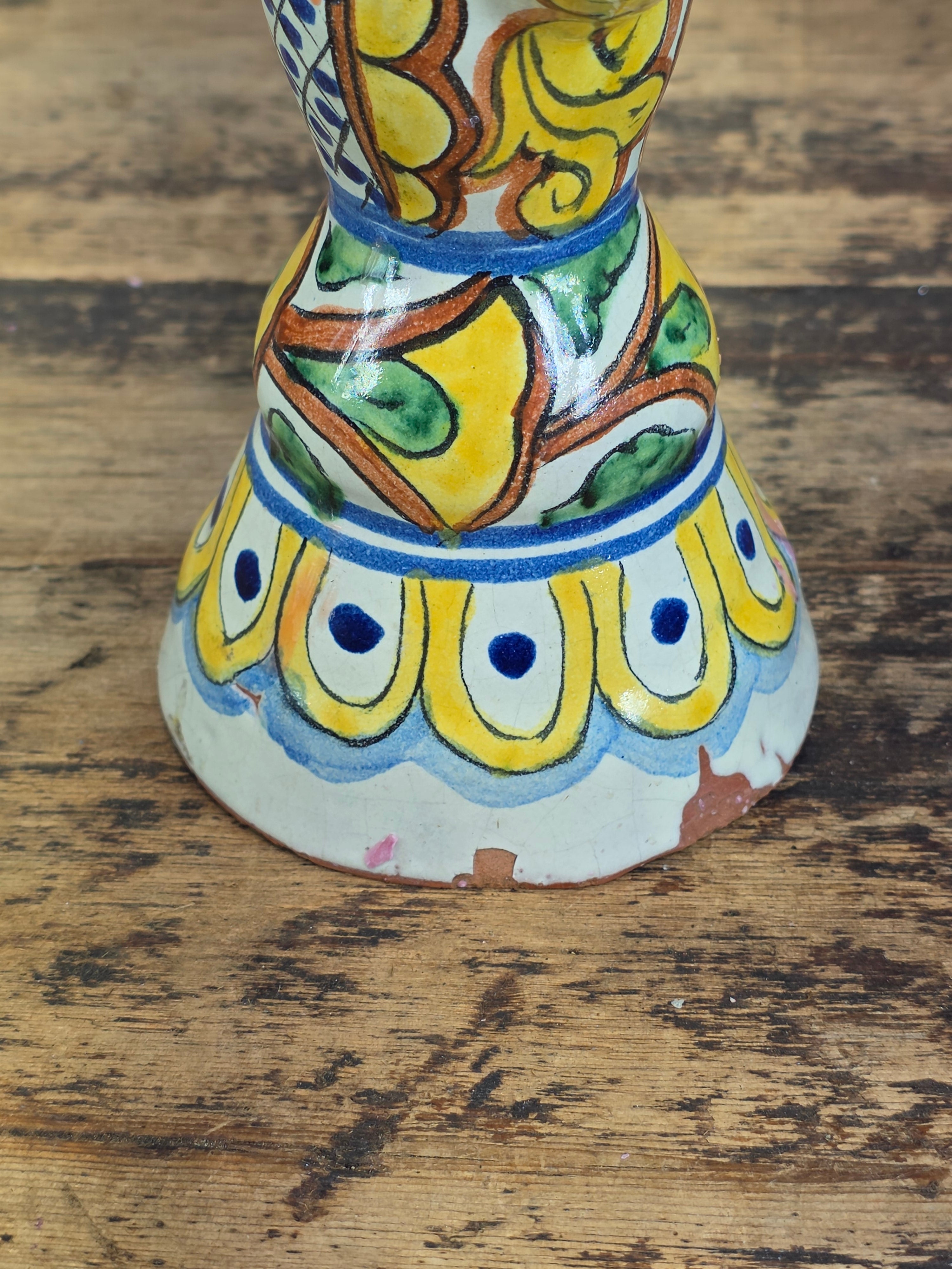 Share Vintage Onofre Mexico Folk Art Ceramic Candelabra 3 Light Candle Holder 10"