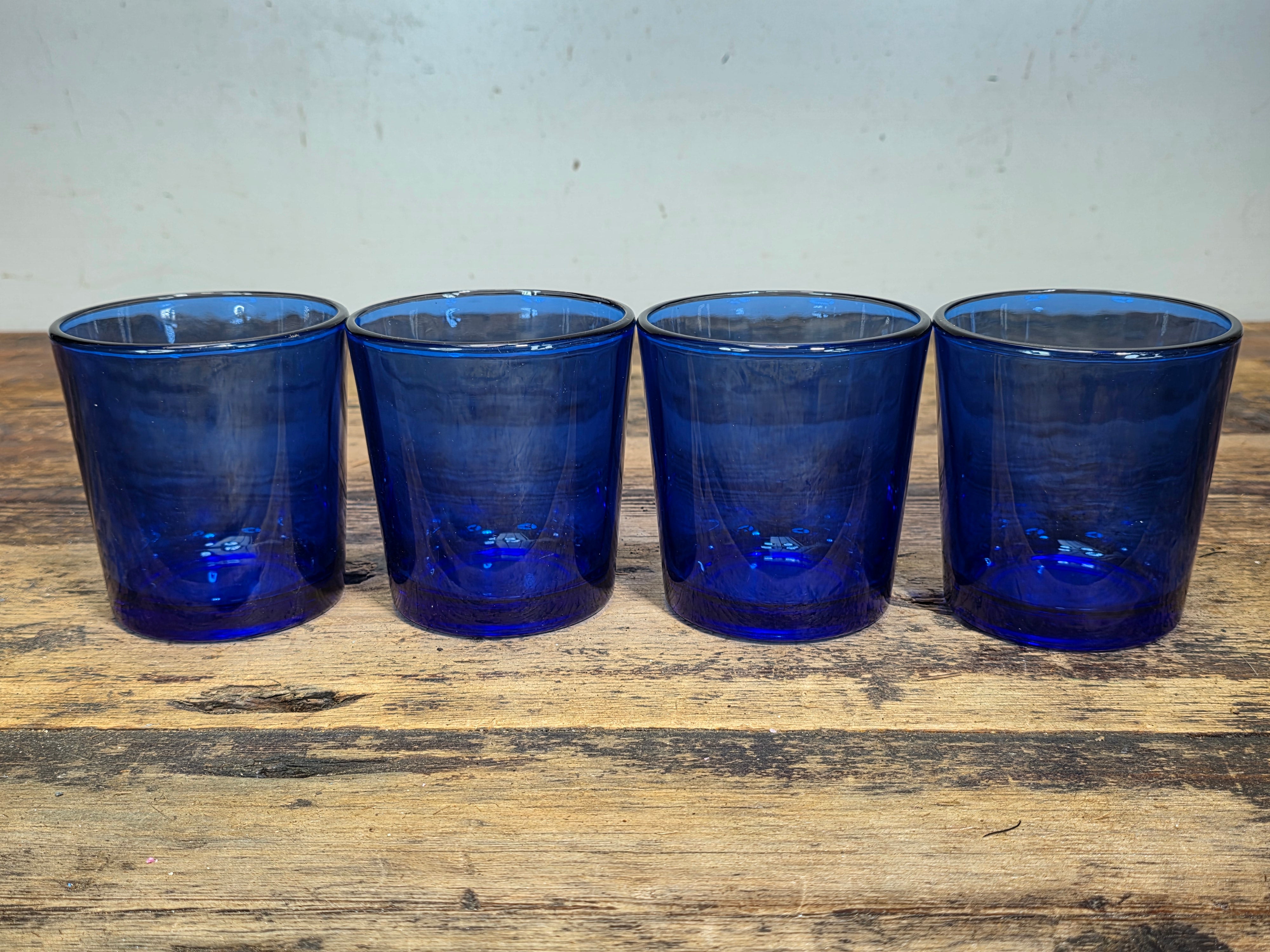 Vintage Cobalt Blue Glass Tumblers Set of 2 Heavy Libbey Juice Rocks Glasses