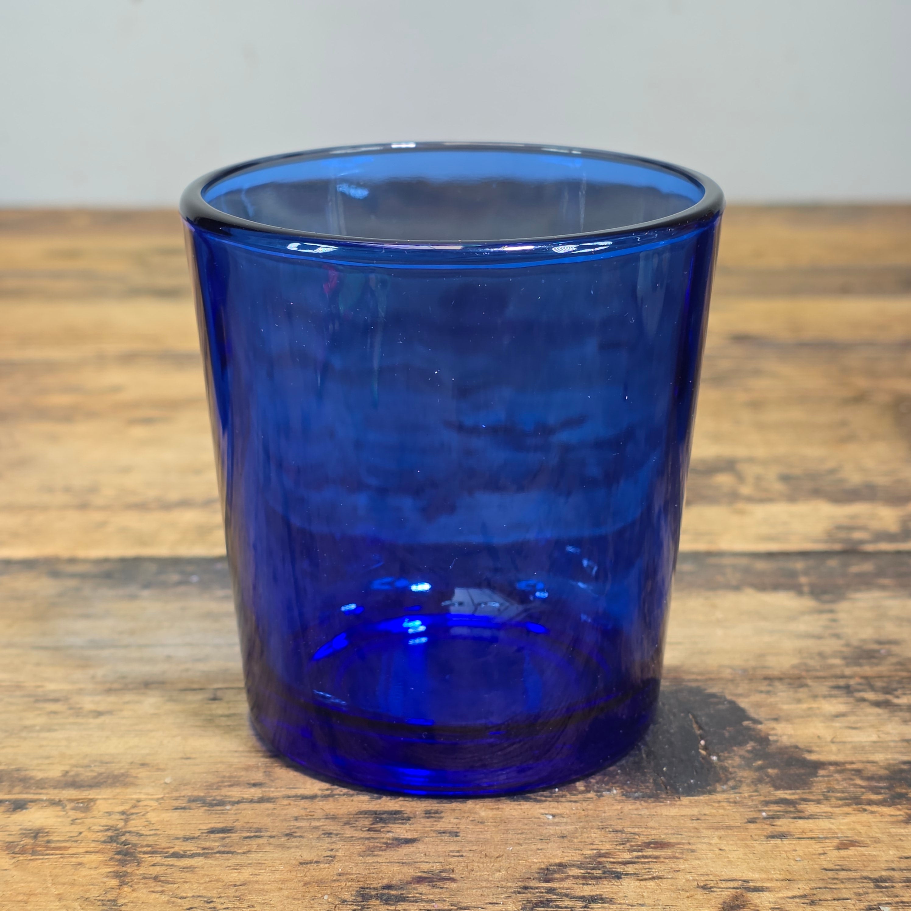 Vintage Cobalt Blue Glass Tumblers Set of 2 Heavy Libbey Juice Rocks Glasses