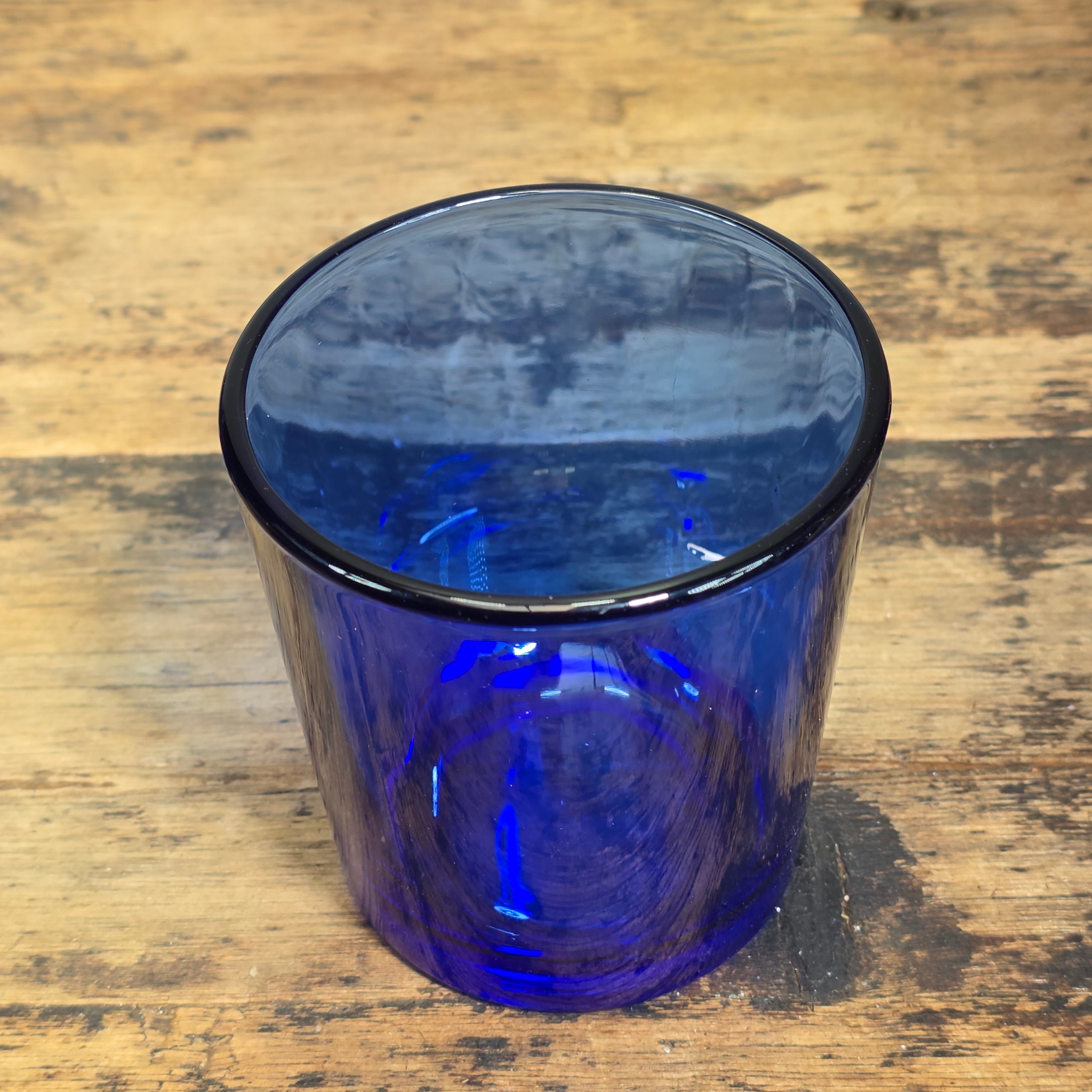 Vintage Cobalt Blue Glass Tumblers Set of 2 Heavy Libbey Juice Rocks Glasses