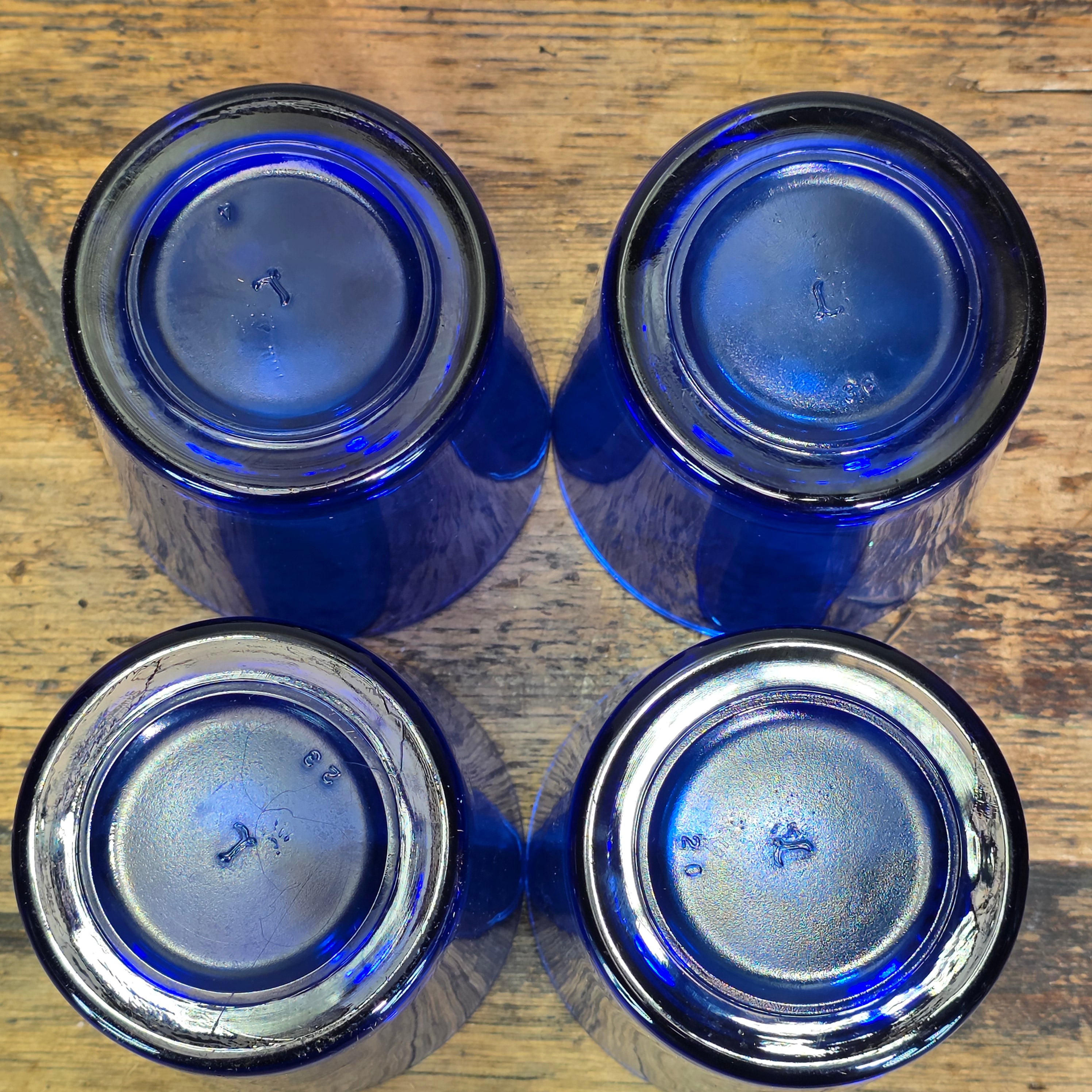 Vintage Cobalt Blue Glass Tumblers Set of 2 Heavy Libbey Juice Rocks Glasses