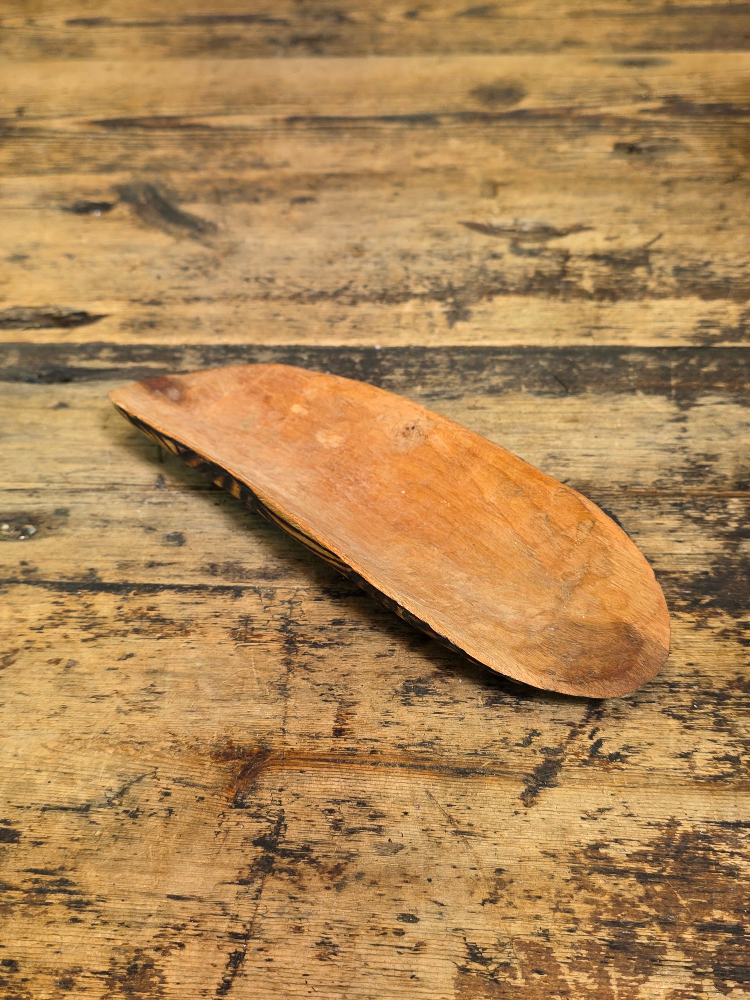 Vtg Australian Aboriginal Pokerwork Coolamon Wooden Bowl Tribal Folk Art 9"