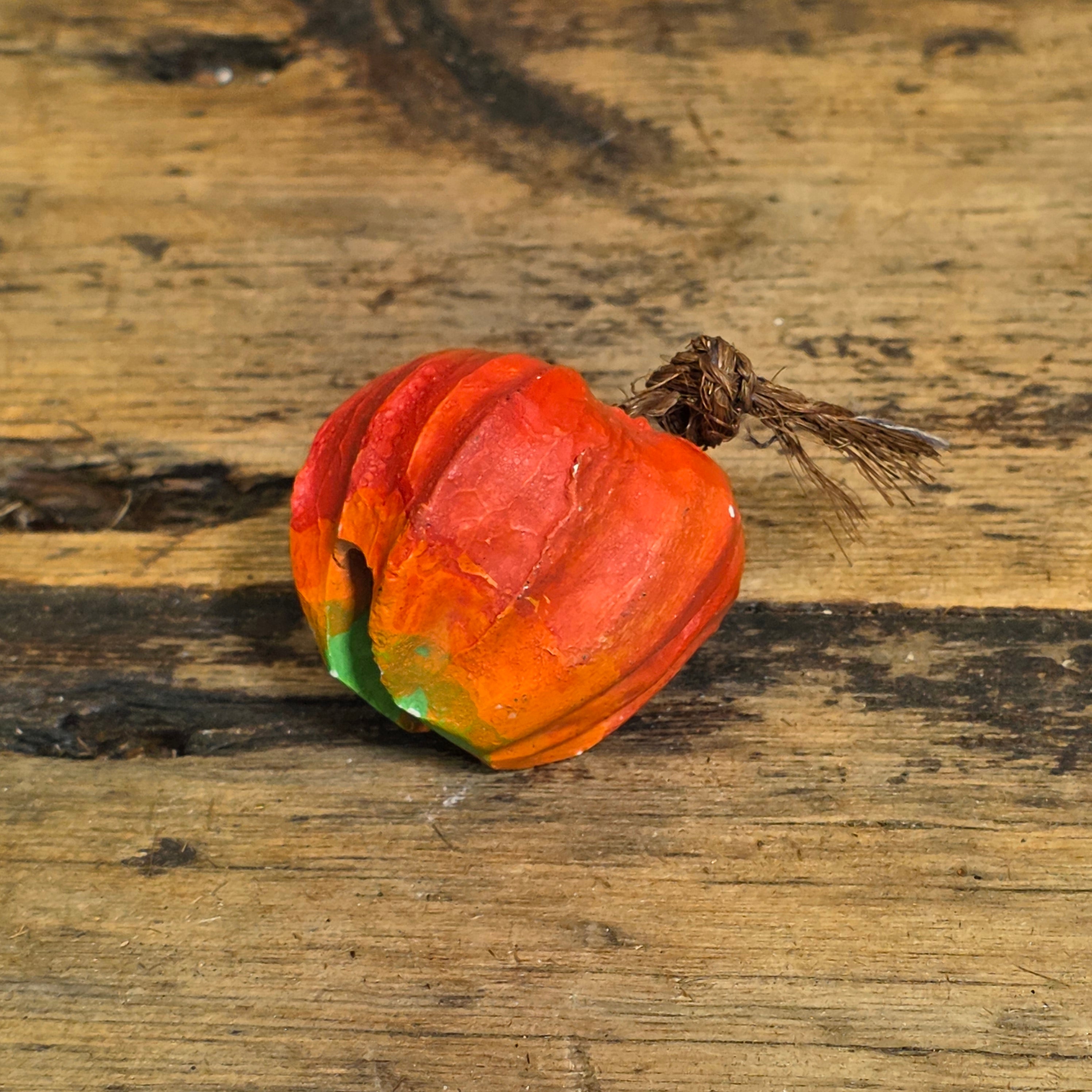 Vtg Japanese Clay Bell Dorei Hozuki Chinese Lantern Folk Art Orange Ornament