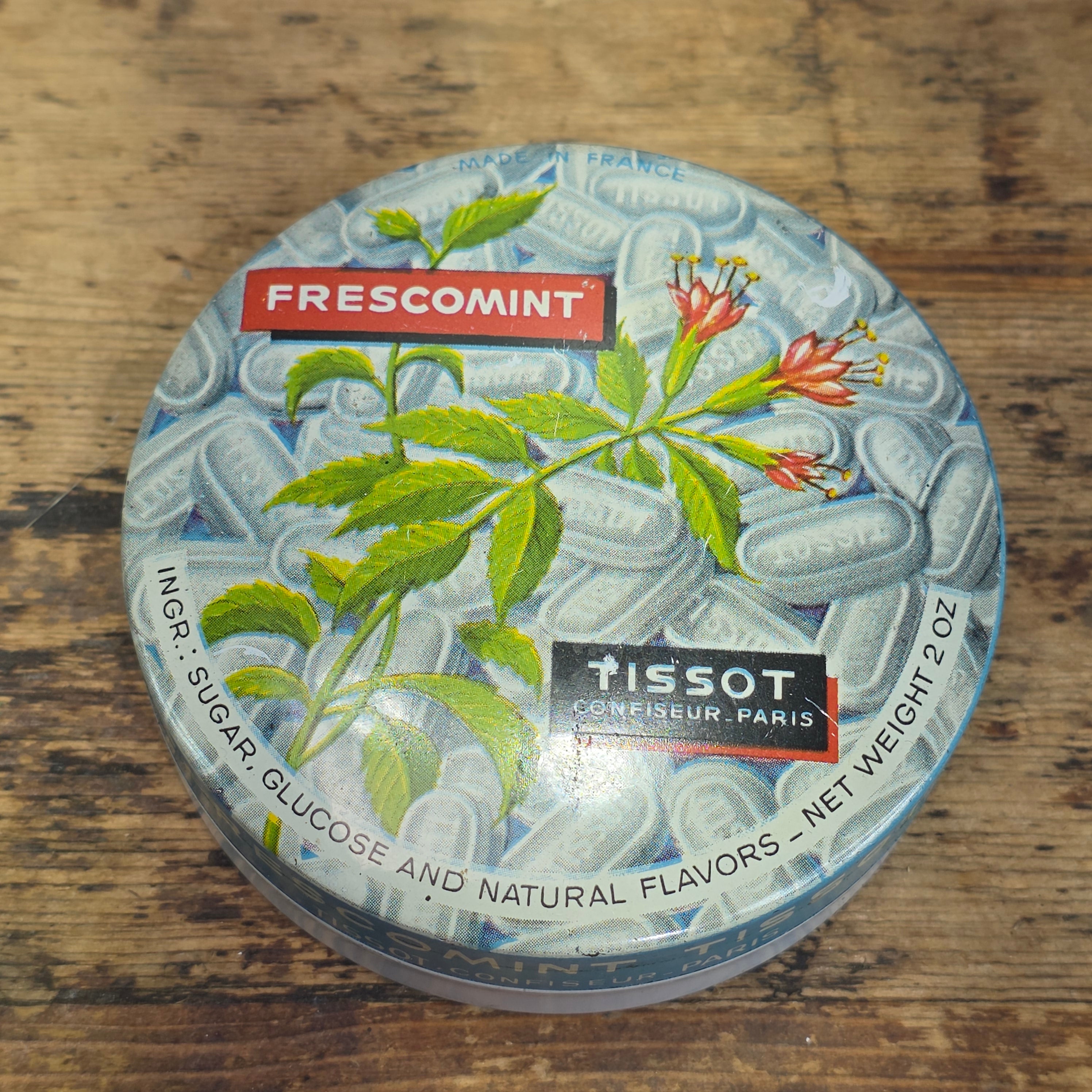 Vintage Tissot Frescomint Candy Tin Empty Metal France Cresca NY Mint Drops