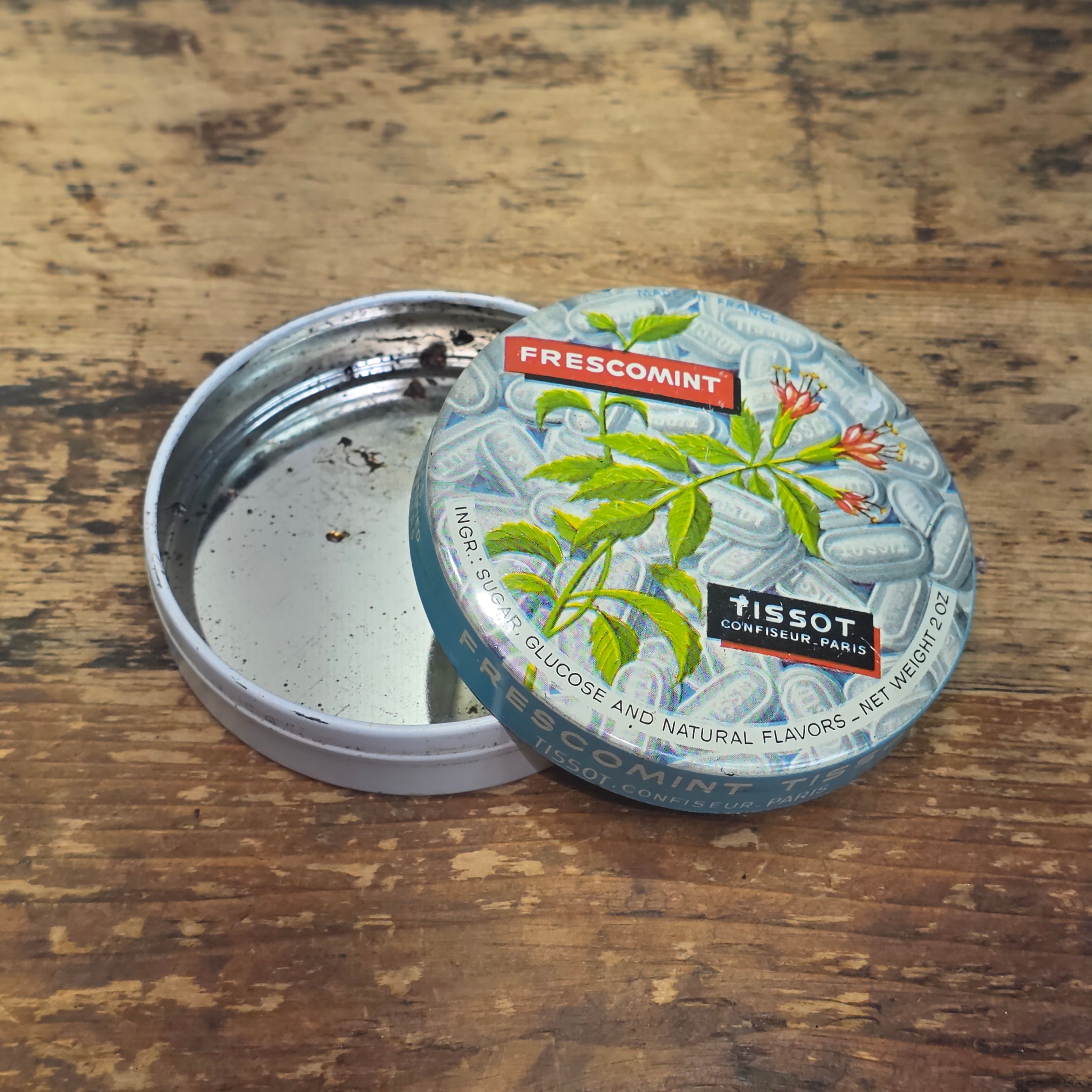 Vintage Tissot Frescomint Candy Tin Empty Metal France Cresca NY Mint Drops