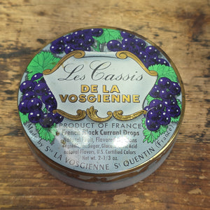 Vintage La Vosgienne Cassis Black Currant Candy Tin Empty Metal Box France
