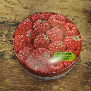 Vintage Tissot Raspberry Candy Tin Empty Metal France Cresca NY Drops Red