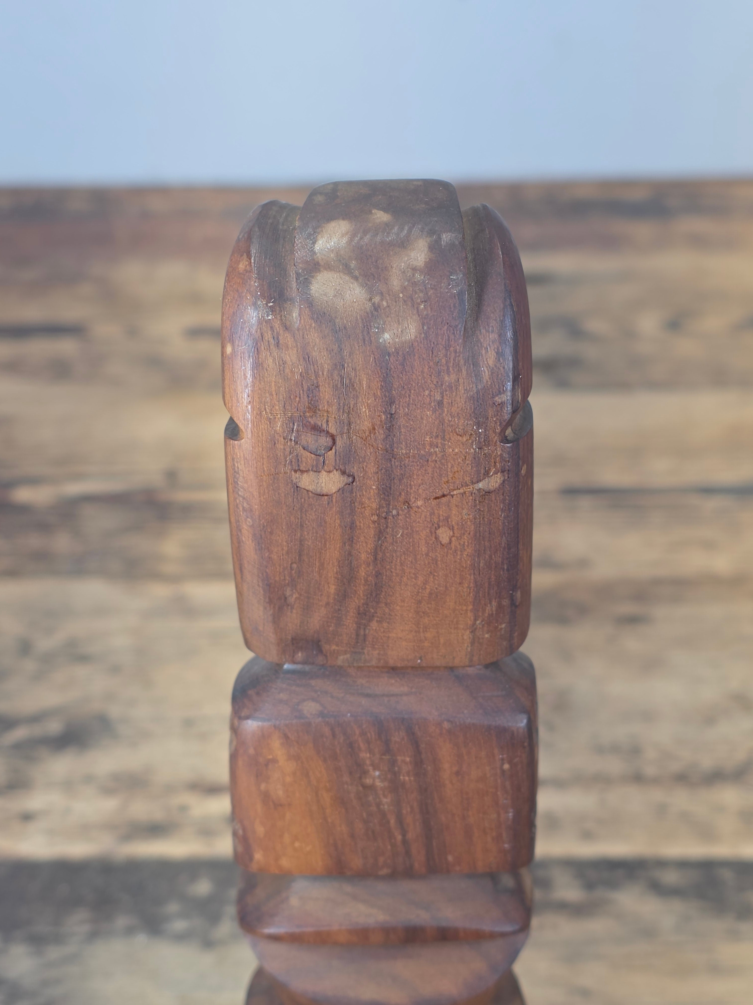 Vintage Hand Carved Wood Tiki Totem Pole Incense Burner Holder Hawaiian MCM 10"