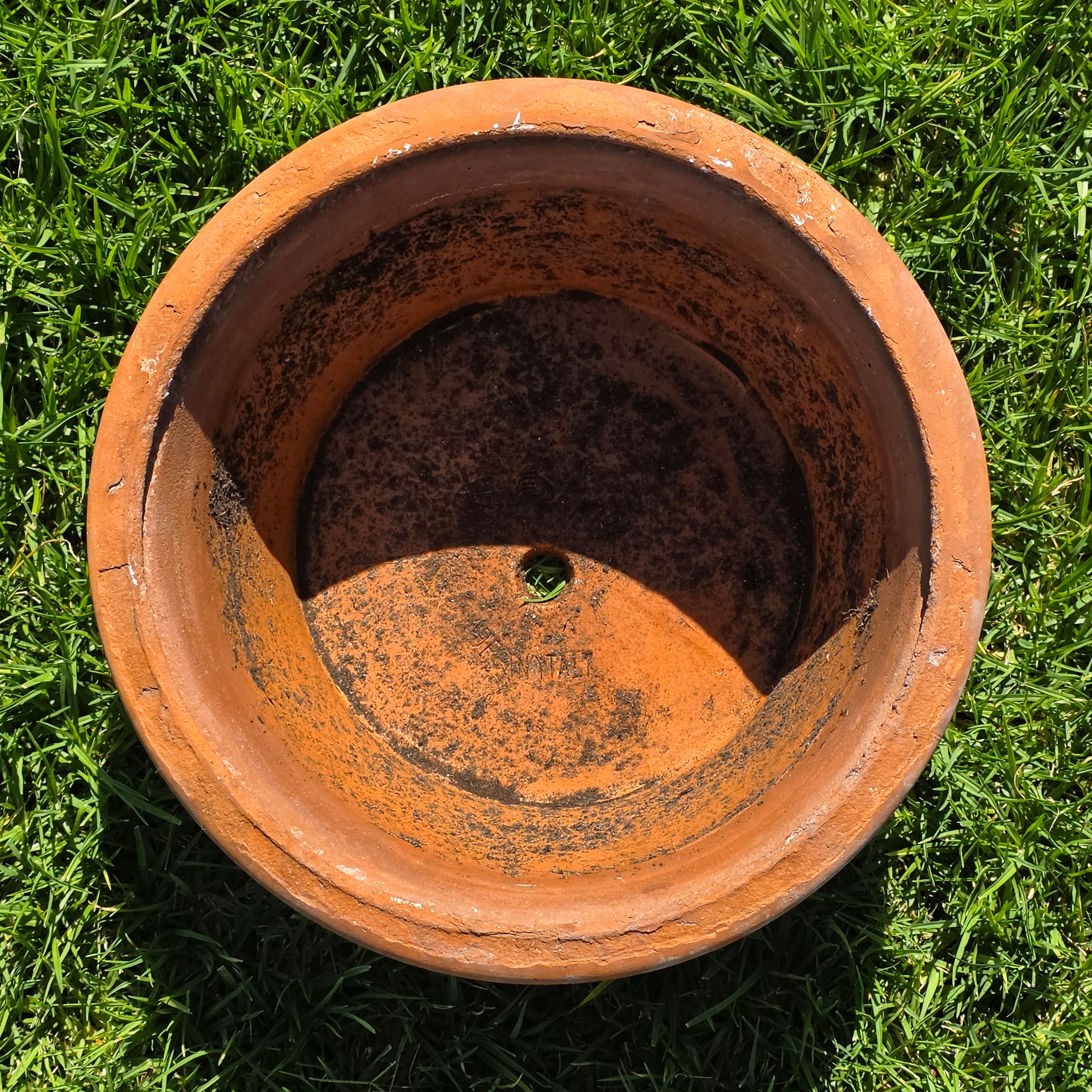 Vintage Deroma Italy Terracotta Planter Pot Festoon Garland Bowl 15.5" Patina