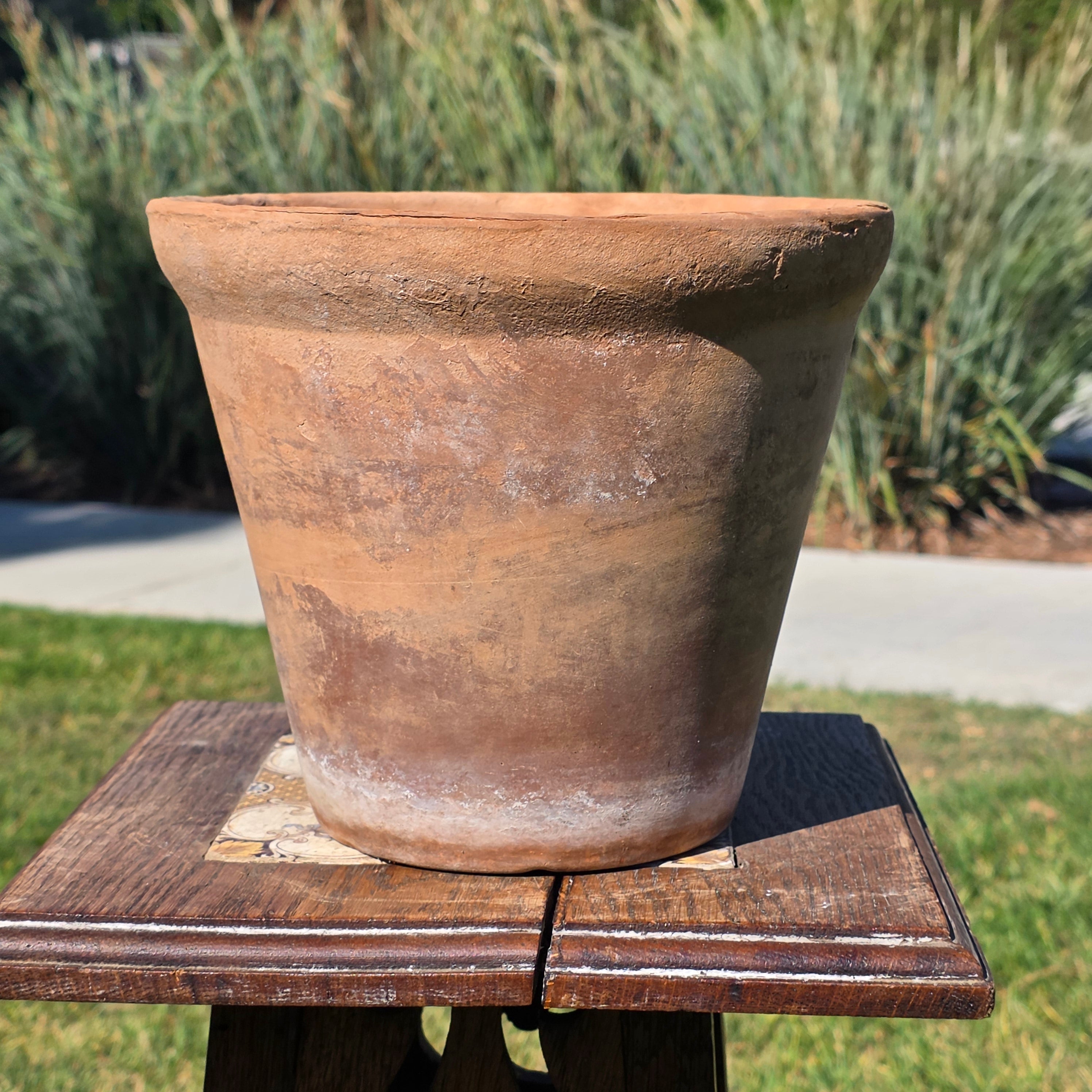 Vintage Terra Cotta Planter Pot & Saucer Weathered Garden Succulent Round 8.5"
