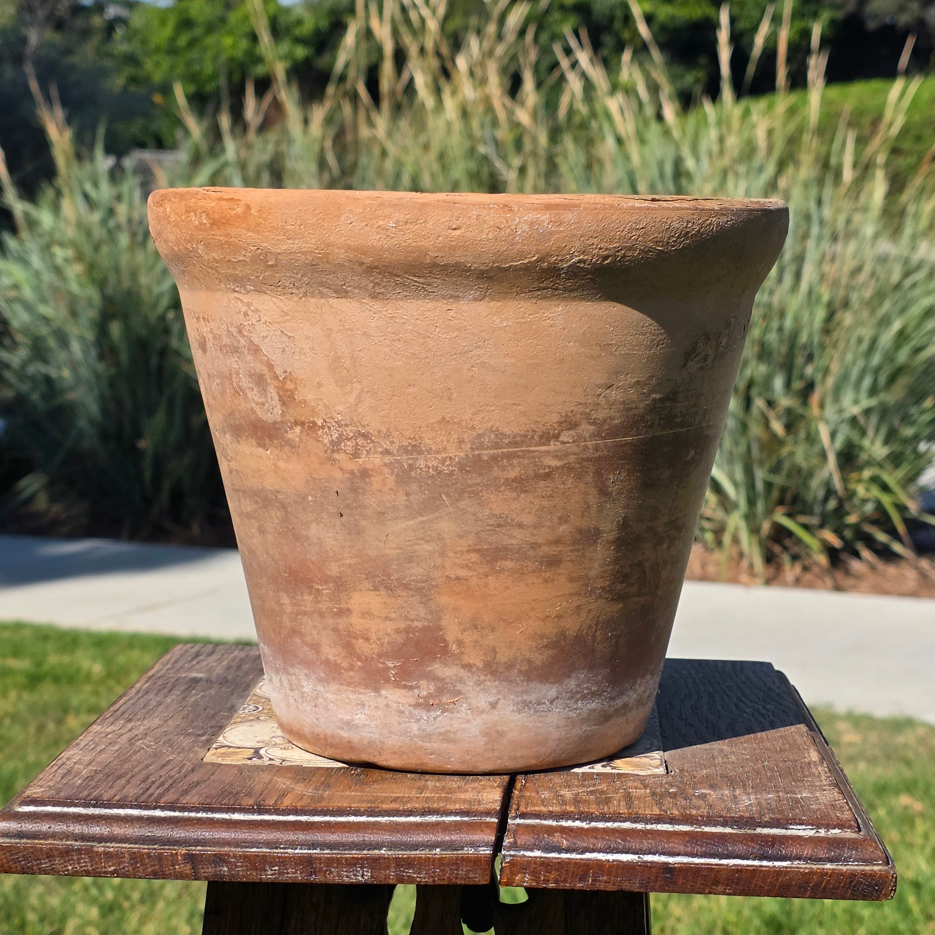 Vintage Terra Cotta Planter Pot & Saucer Weathered Garden Succulent Round 8.5"