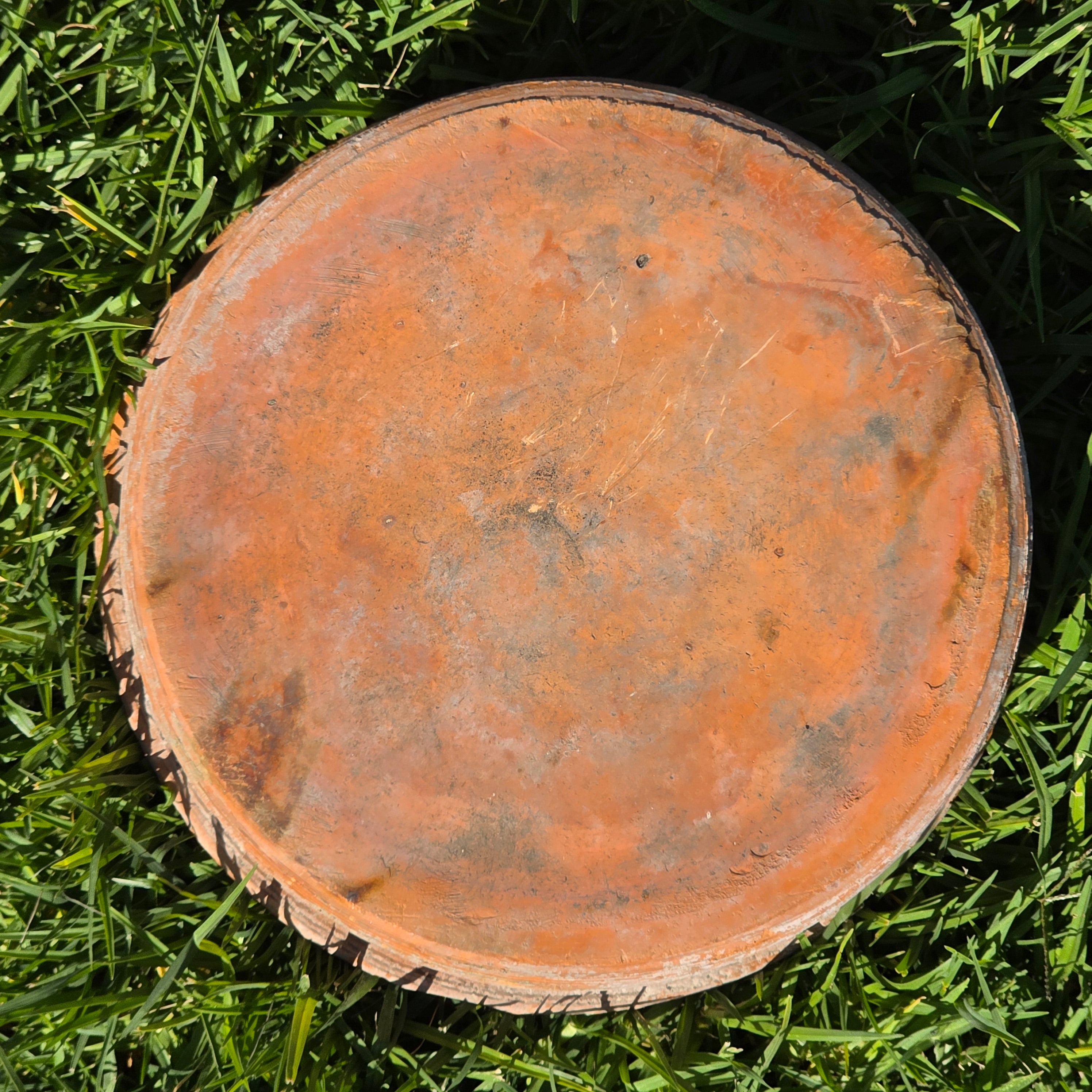 Vintage Terracotta Clay Shallow Bowl Planter Rustic Ribbed Garden Pot 8.75"