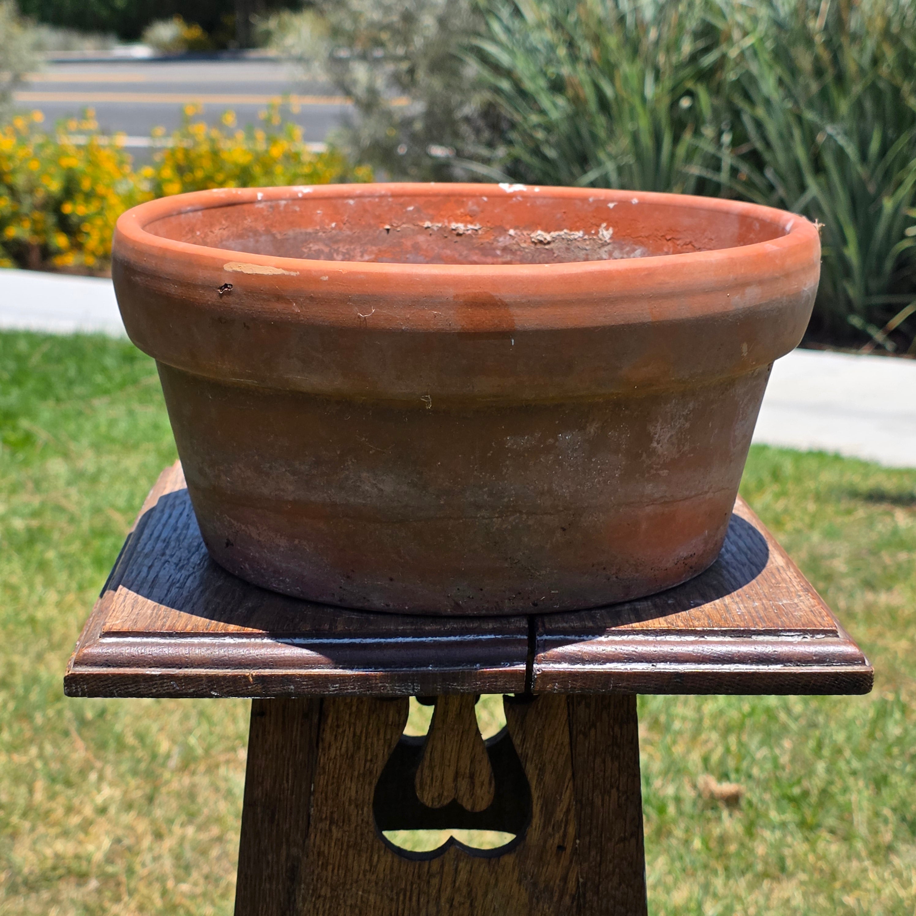 Vintage Vaserie Trevigiane Terracotta Planter Pot Rolled Rim Italy 10.5" Rustic