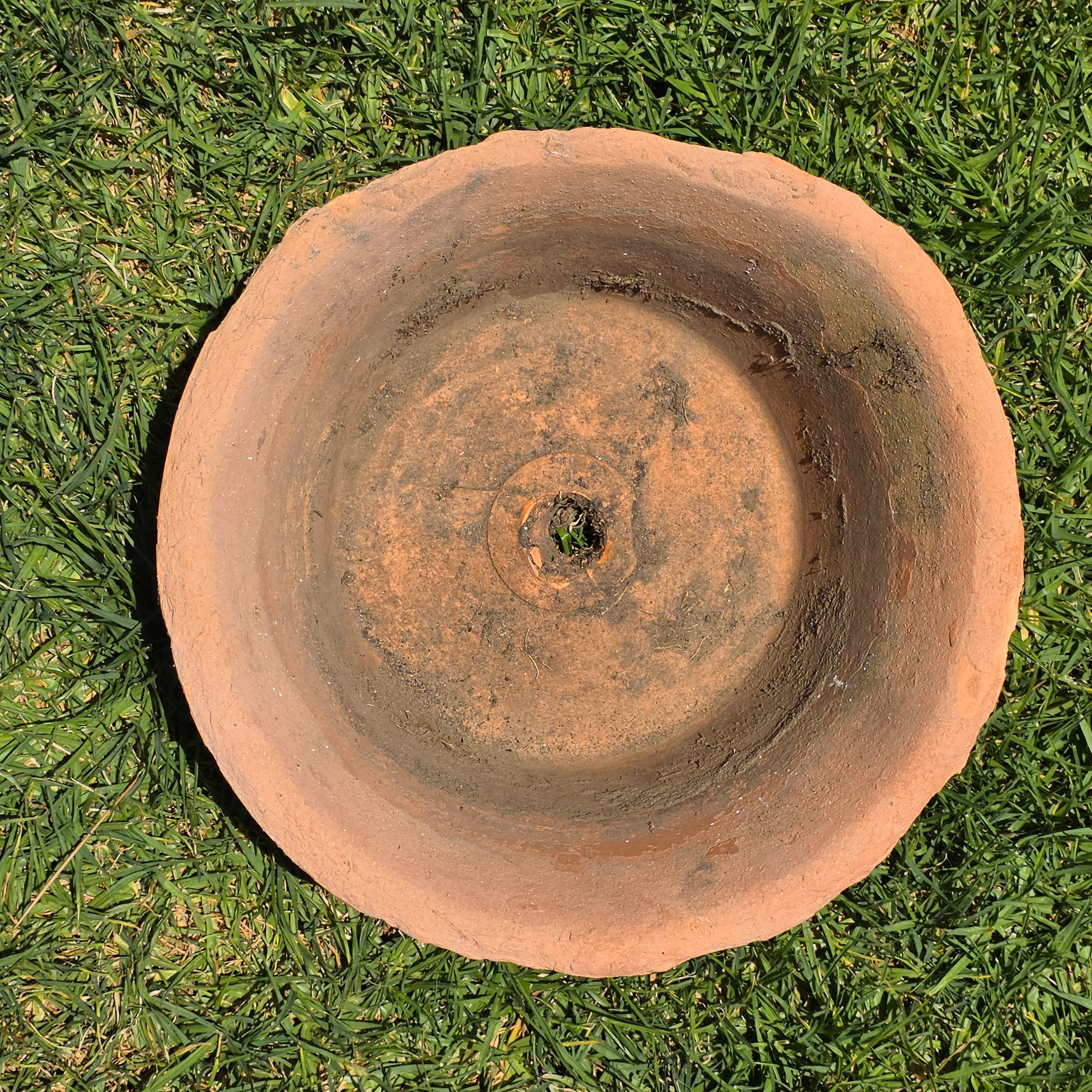 Vintage Terracotta Planter Pot Large Shallow Bowl Weathered Rustic Shabby Italy