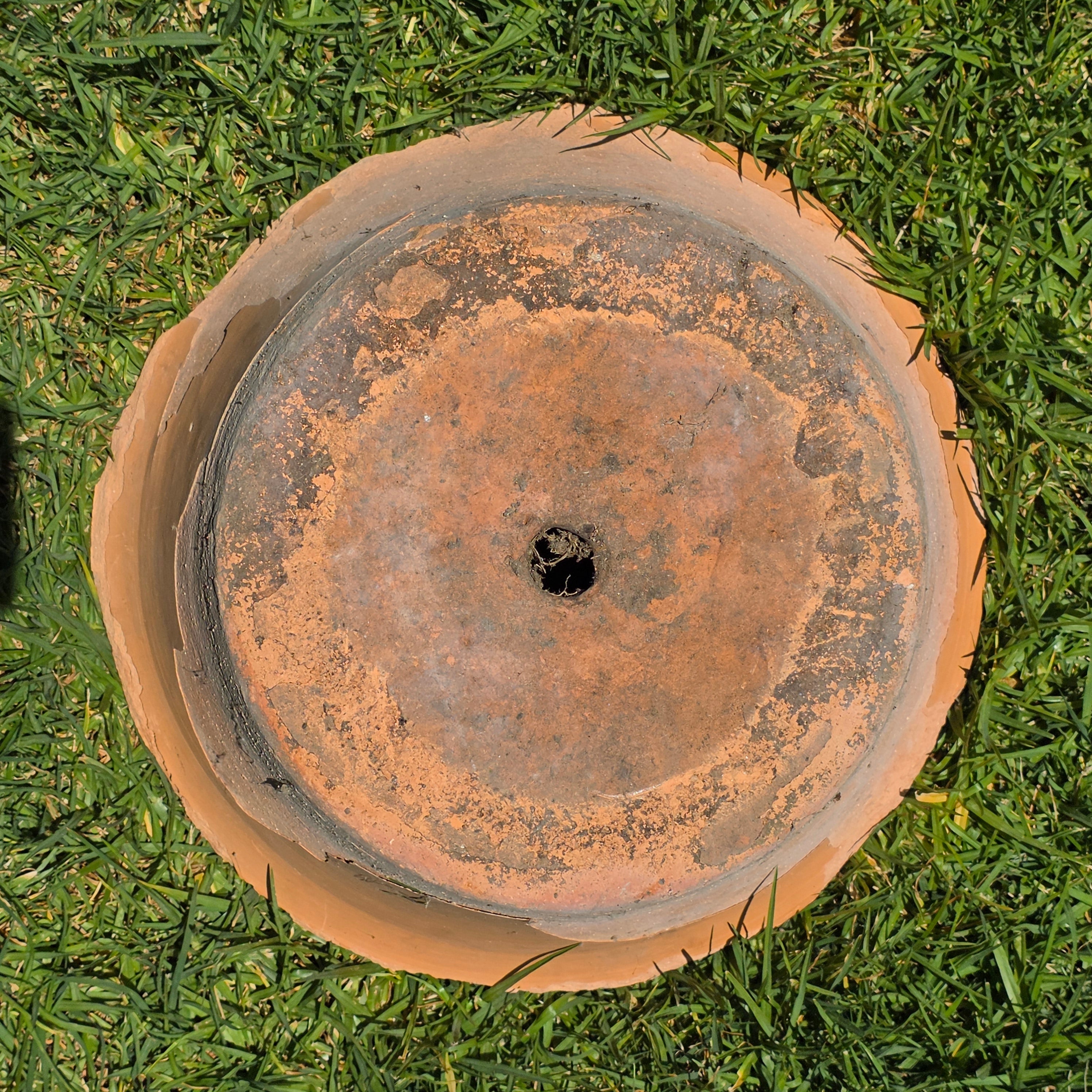 Vintage Terracotta Planter Pot Large Shallow Bowl Weathered Rustic Shabby Italy