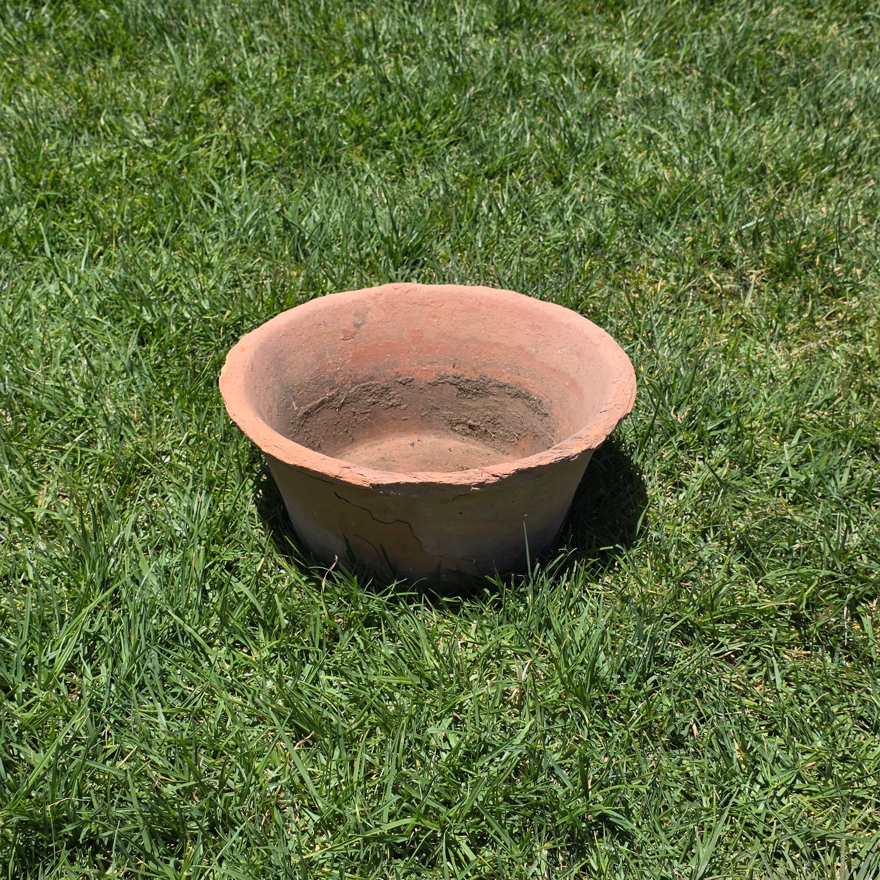 Vintage Terracotta Planter Pot Large Shallow Bowl Weathered Rustic Shabby Italy