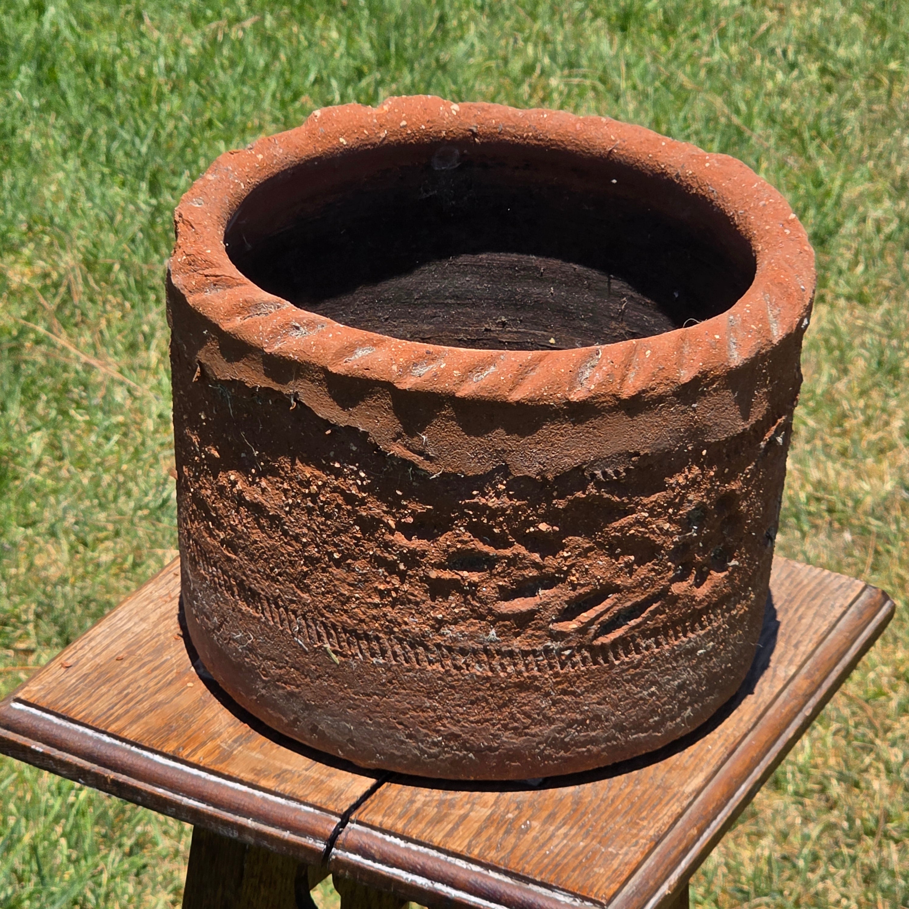 Vintage Mexican Terracotta Clay Planter Pot Rustic Weathered Brown Garden 10"