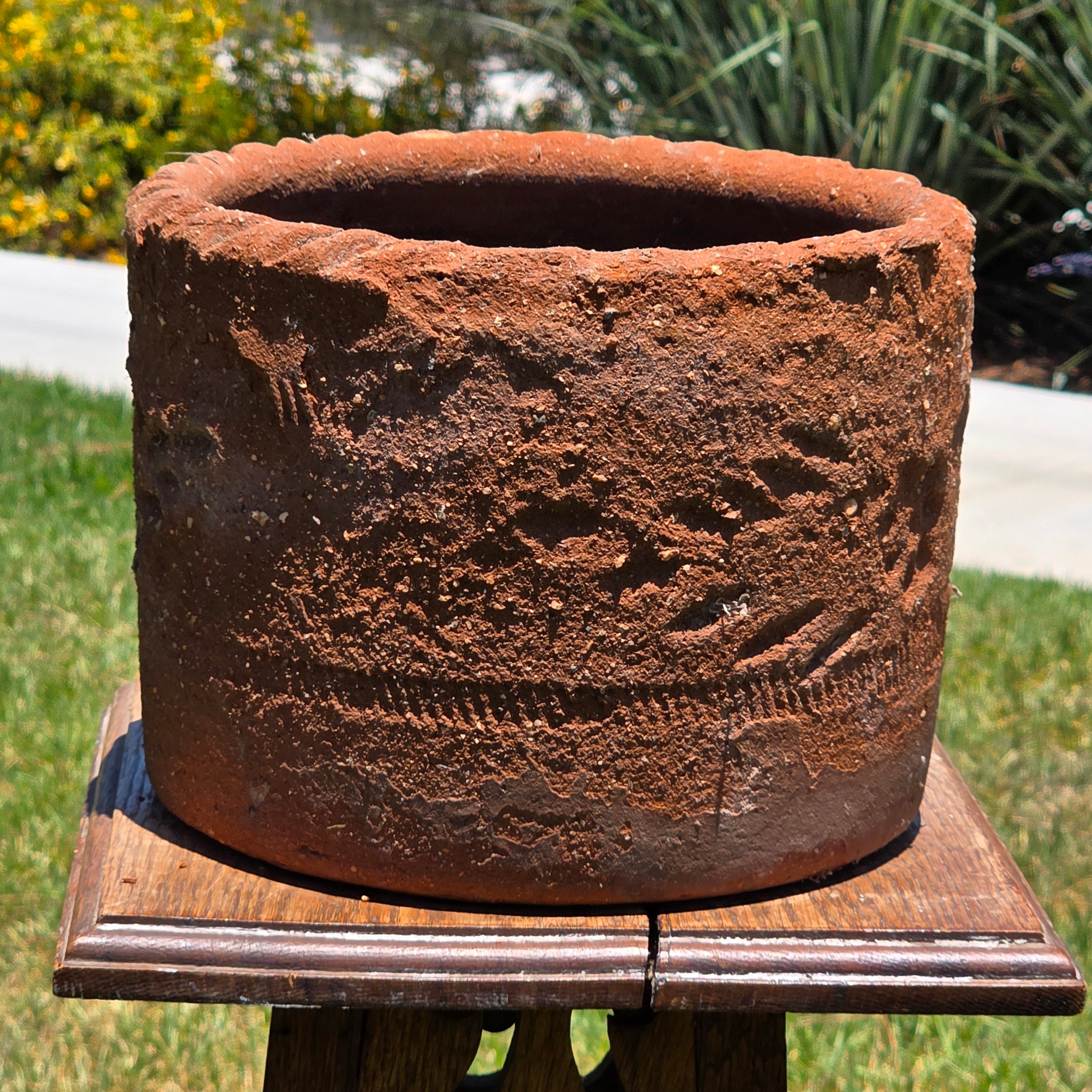 Vintage Mexican Terracotta Clay Planter Pot Rustic Weathered Brown Garden 10"