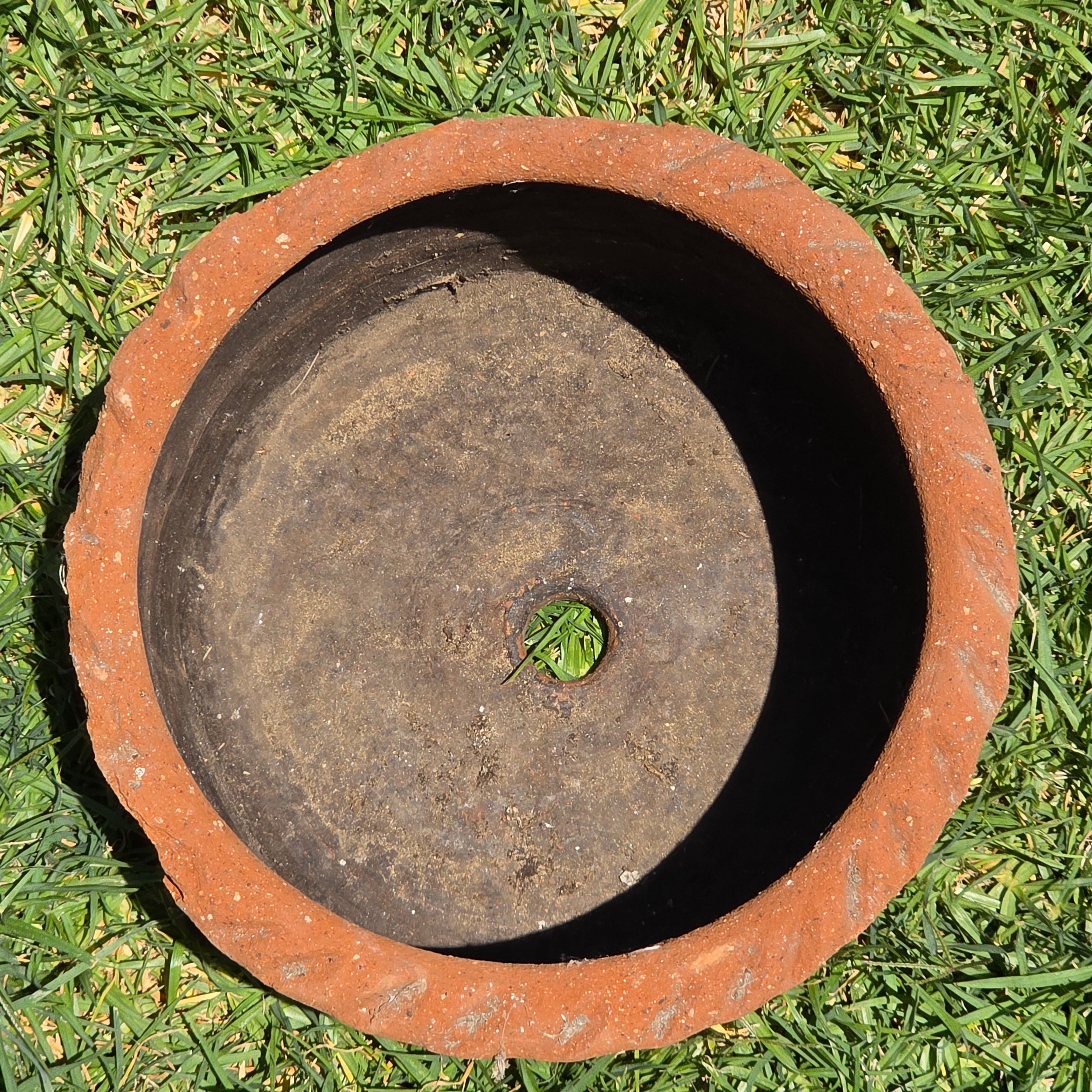 Vintage Mexican Terracotta Clay Planter Pot Rustic Weathered Brown Garden 10"