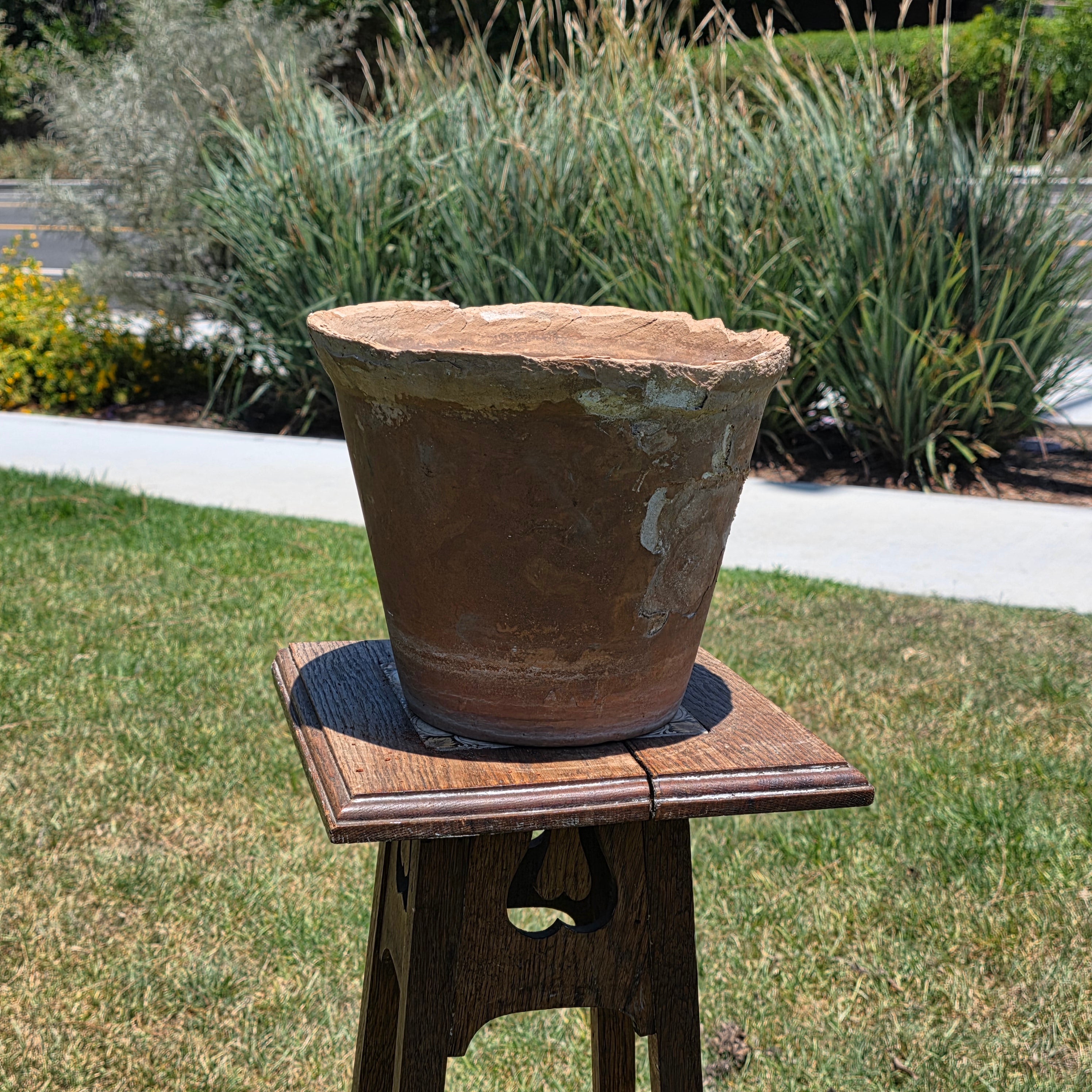 Vintage Italian Terracotta Clay Planter Pot Weathered Rustic Brown Garden