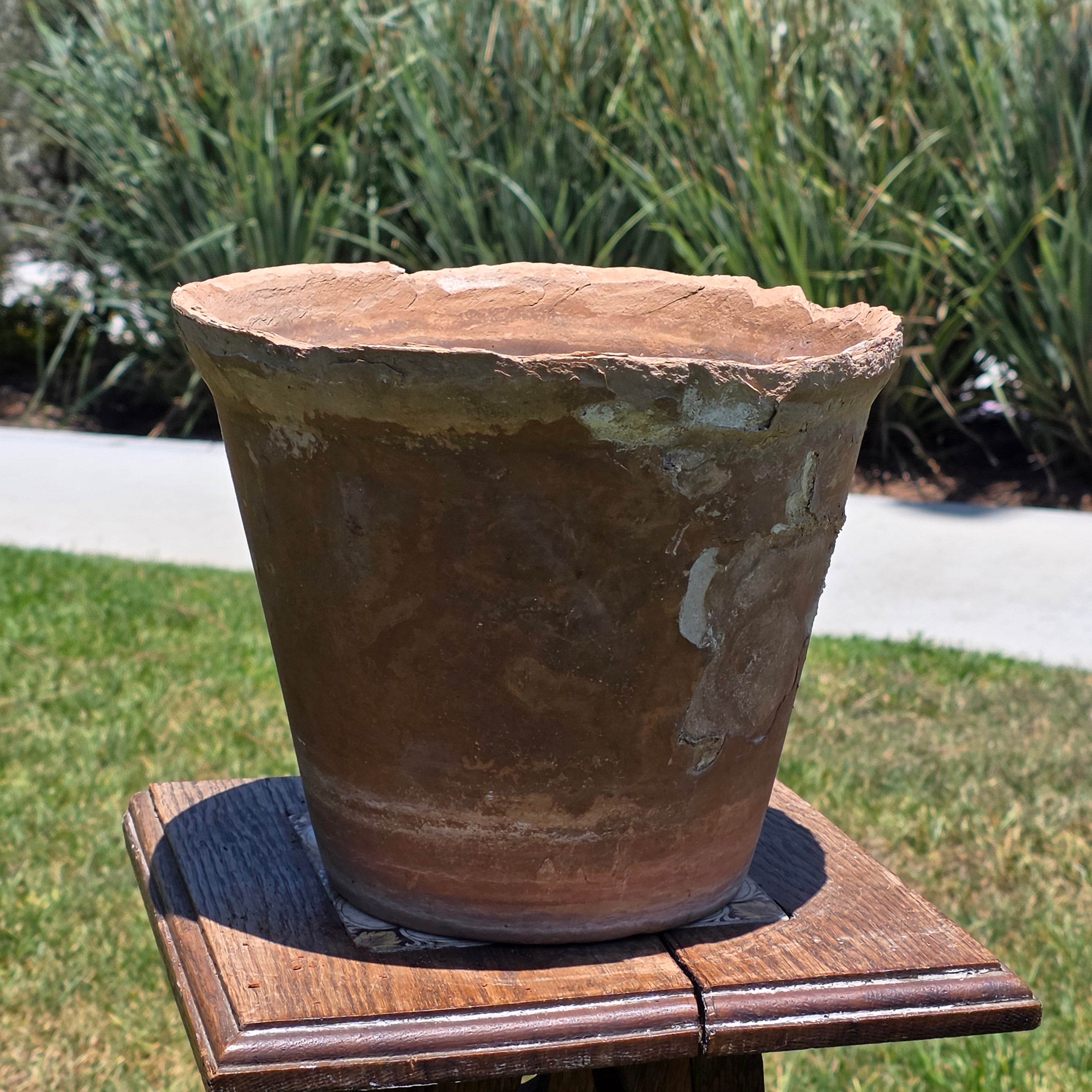 Vintage Italian Terracotta Clay Planter Pot Weathered Rustic Brown Garden