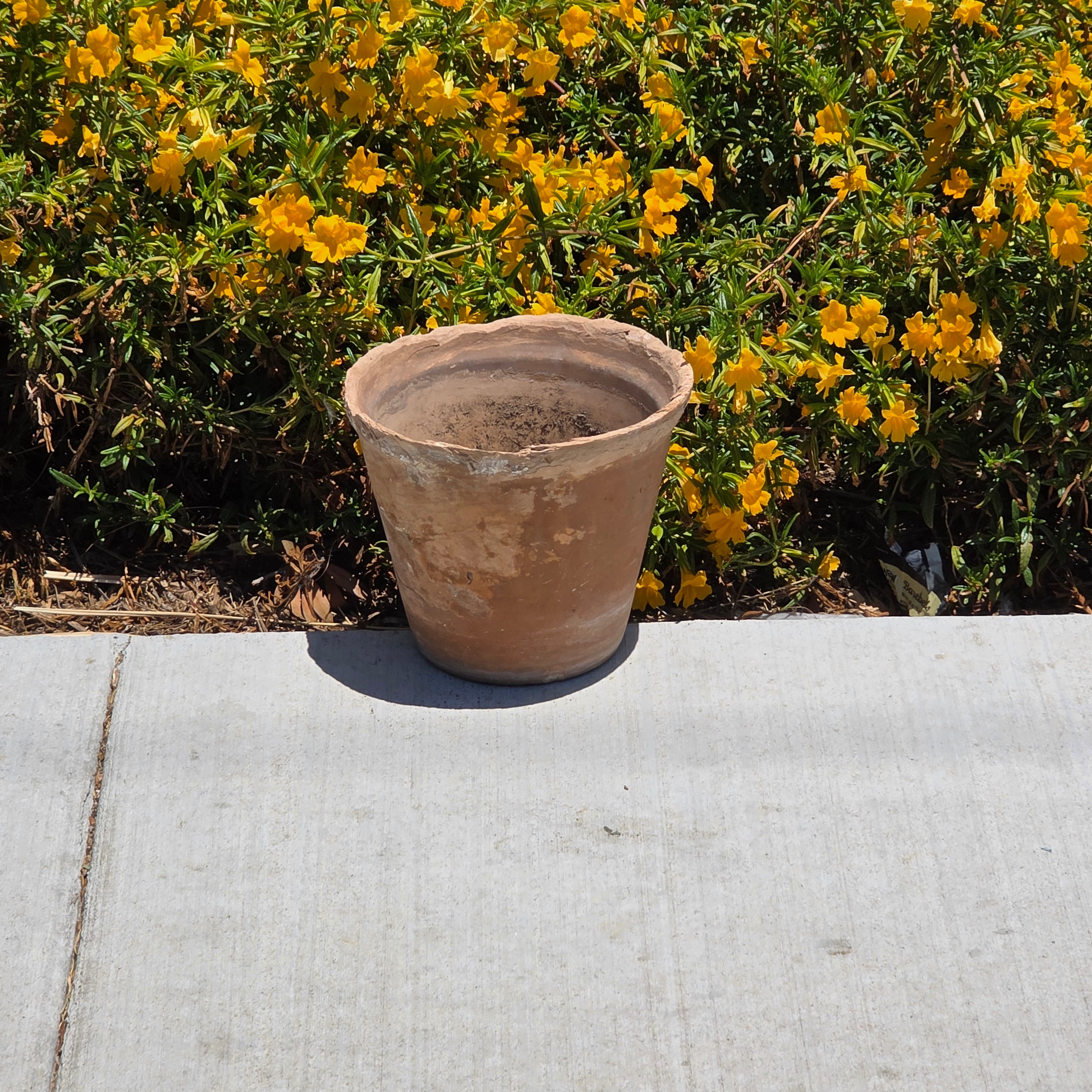 Vintage Italian Terracotta Clay Planter Pot Weathered Rustic Brown Garden
