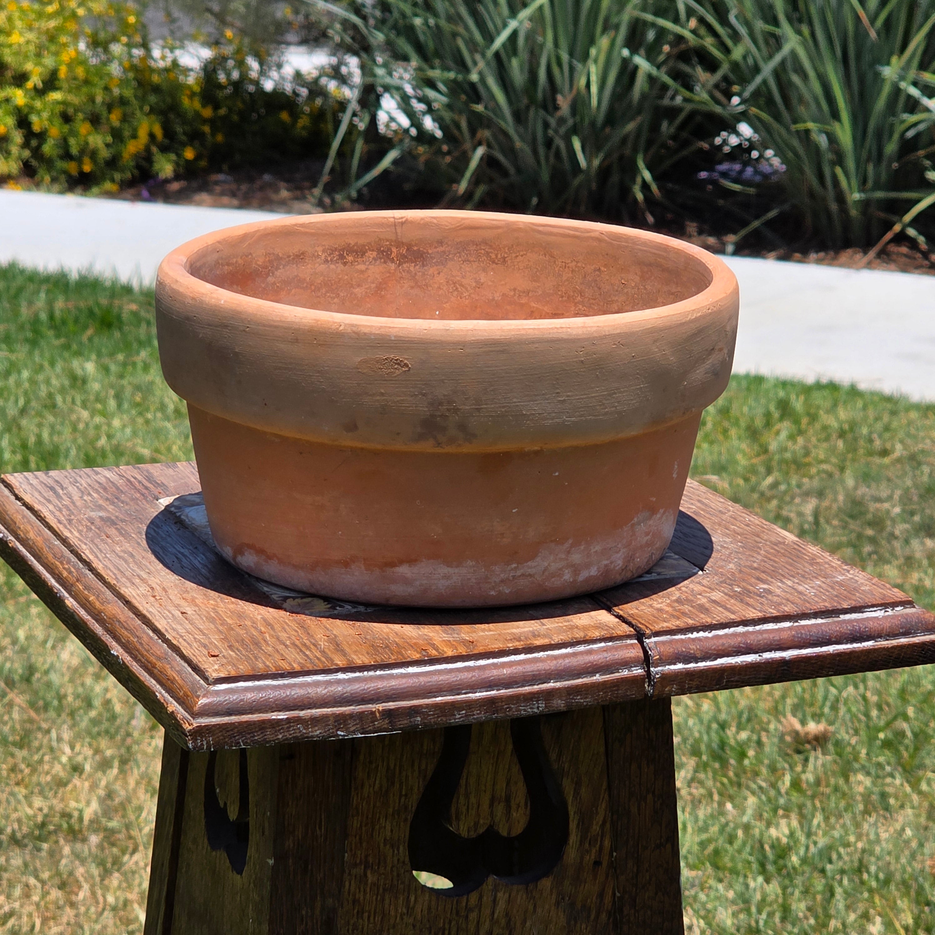 Vintage Terracotta Clay Planter Pot Shallow Bulb Pan Rustic Succulent 8"