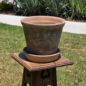 Vintage Terracotta Planter Pot w/ Saucer Weathered Rustic Shabby Chic Cracked