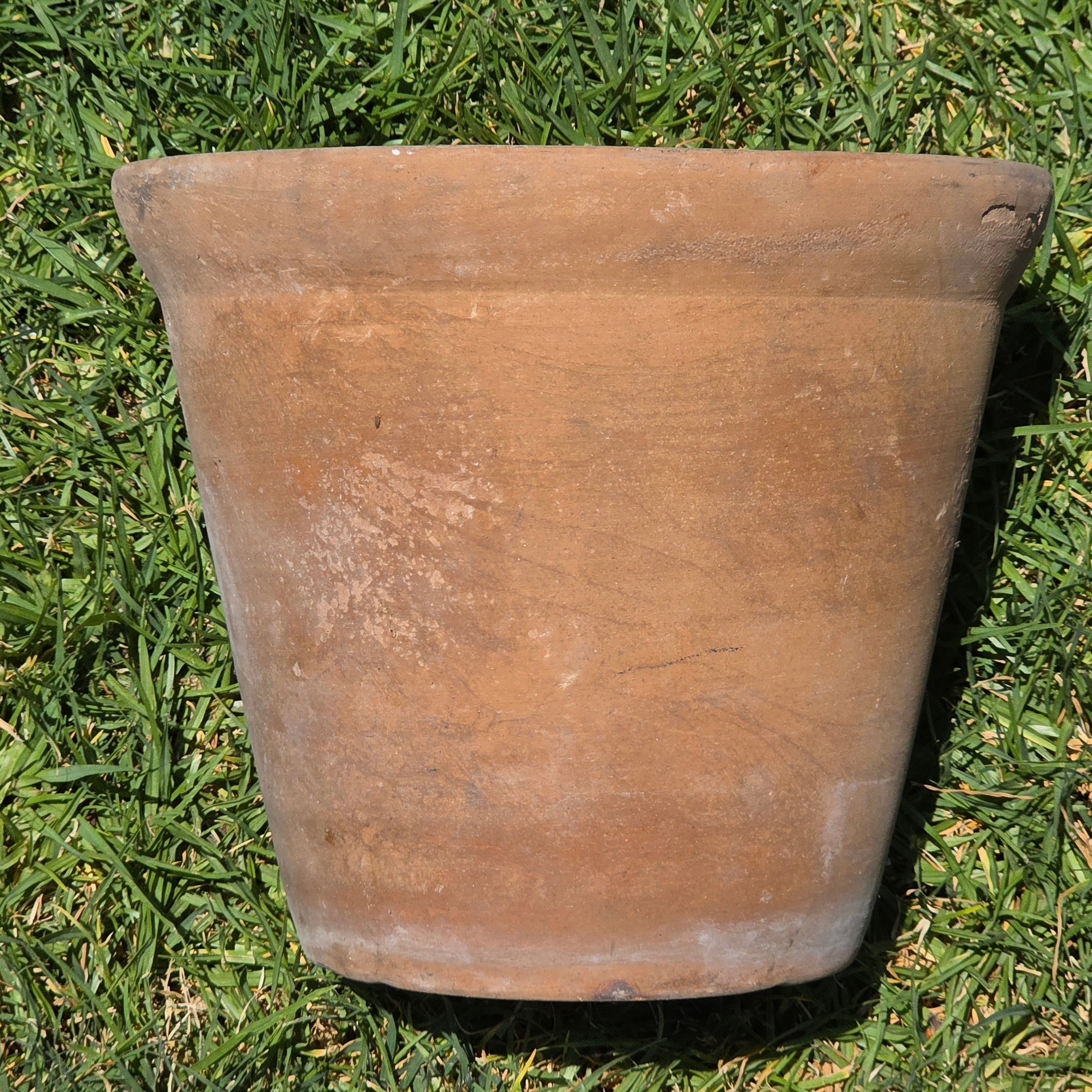 Vintage Terracotta Planter Pot w/ Saucer Weathered Rustic Shabby Chic Cracked