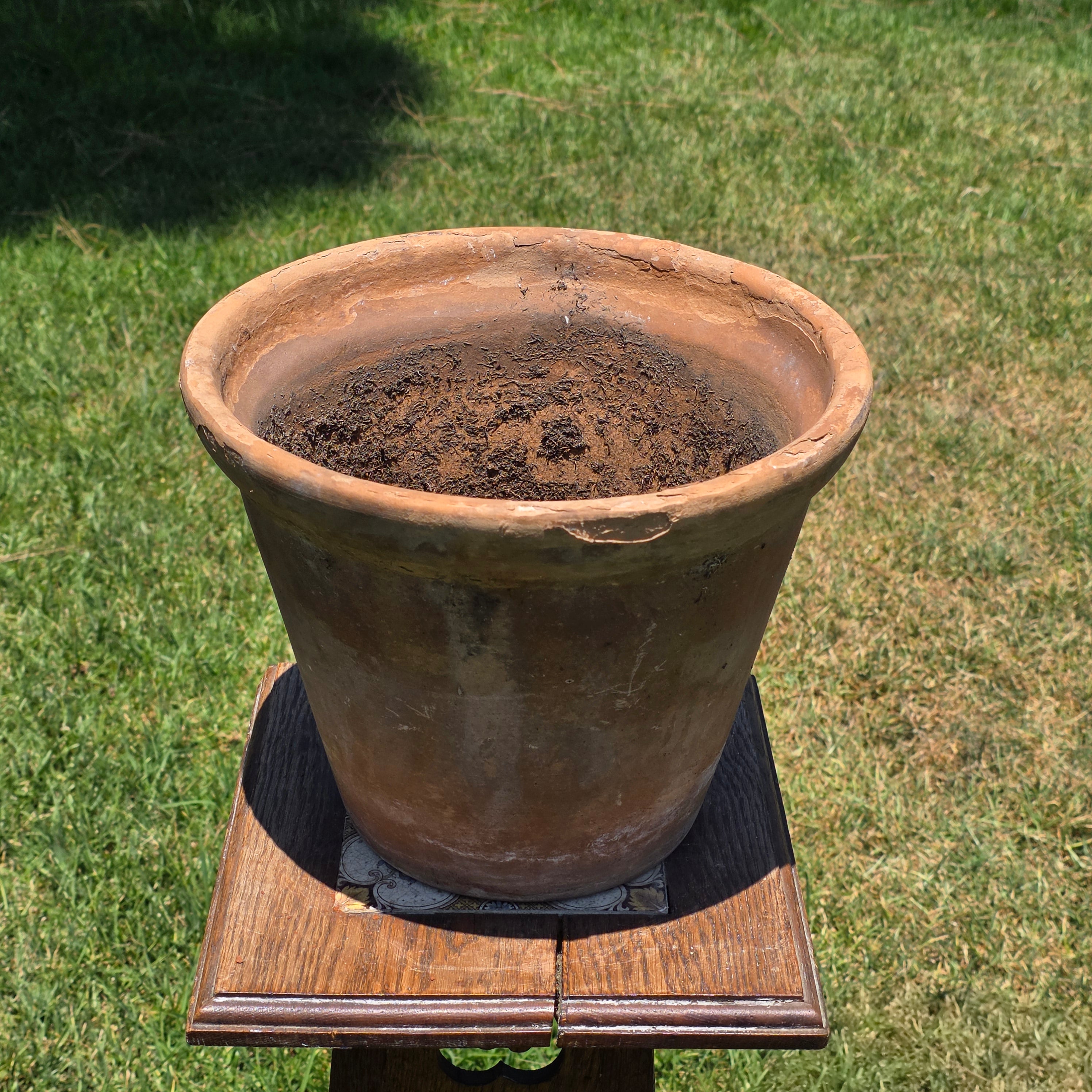 Vintage Large Terracotta Clay Planter Pot Weathered Rustic Shabby Chic Garden