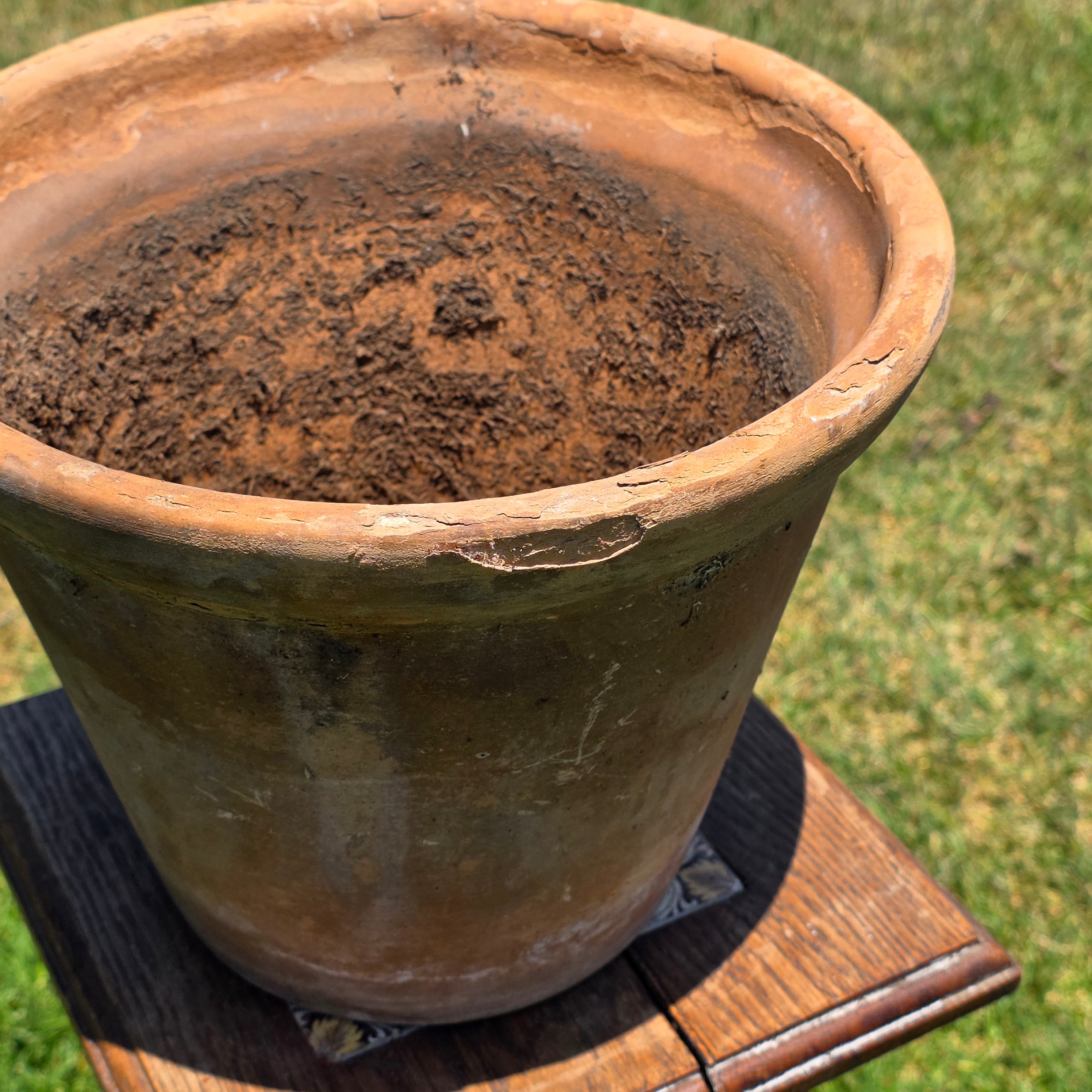 Vintage Large Terracotta Clay Planter Pot Weathered Rustic Shabby Chic Garden